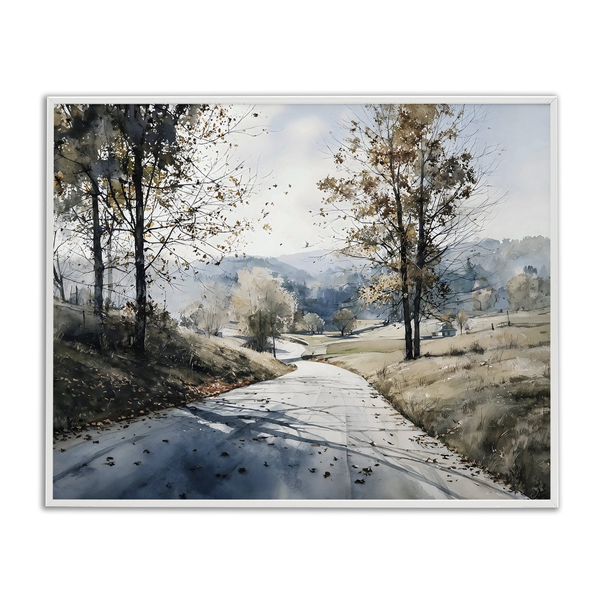 Stupell Industries Country Road in Autumn White Framed Giclee Art, design by Franklyn Gregory