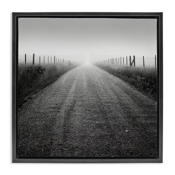 Stupell Industries Traditional Country Road in Morning Mist Black Floating Frame Canvas Art, 18 x 18, by Chip Forelli