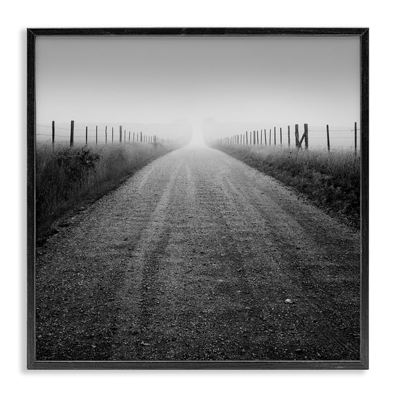 Stupell Industries Traditional Country Road in Morning Mist Black Framed Giclee Art, 12 x 12, by Chip Forelli