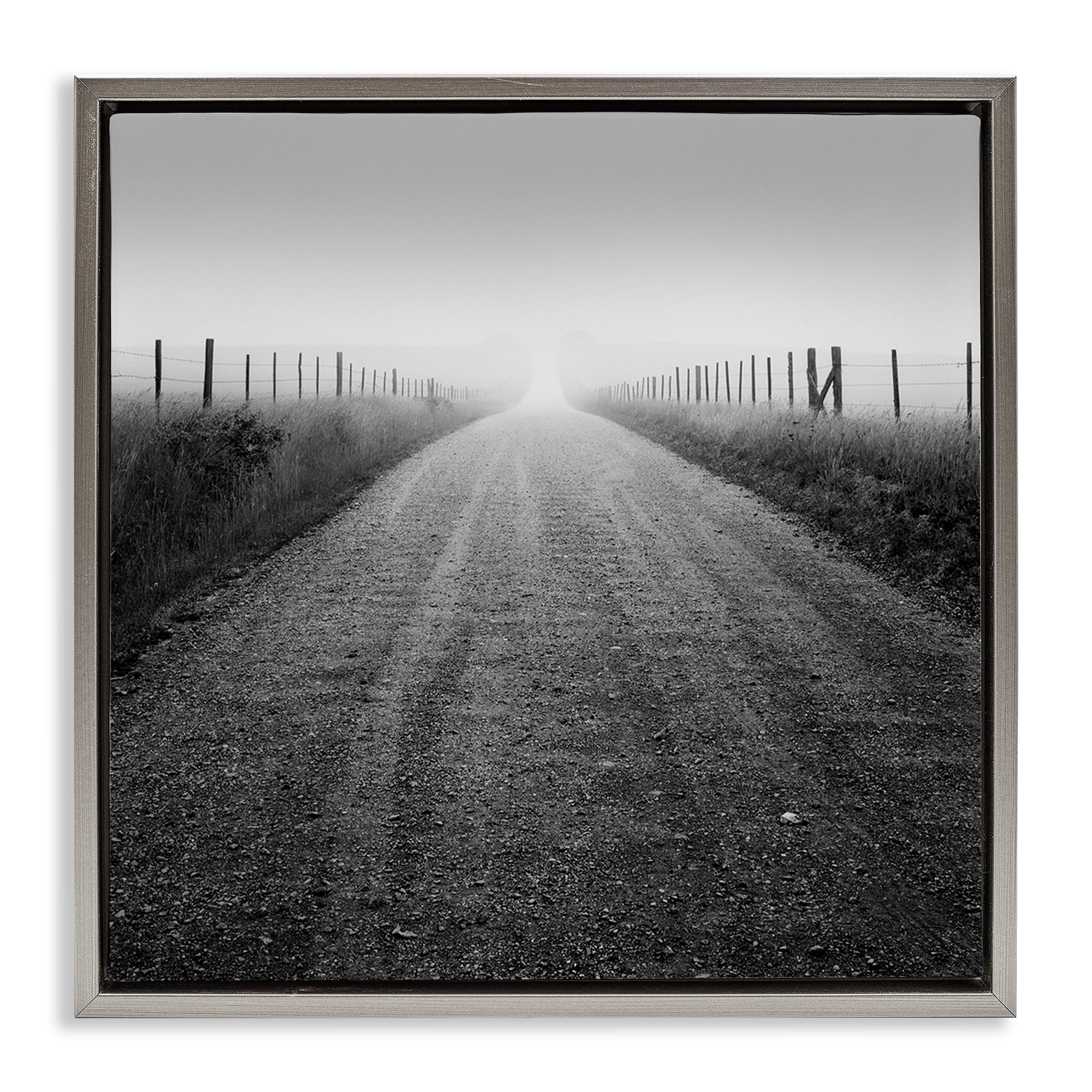 Stupell Industries Country Road in Morning Mist Gray Framed Floater Canvas Wall Art, design by Chip Forelli