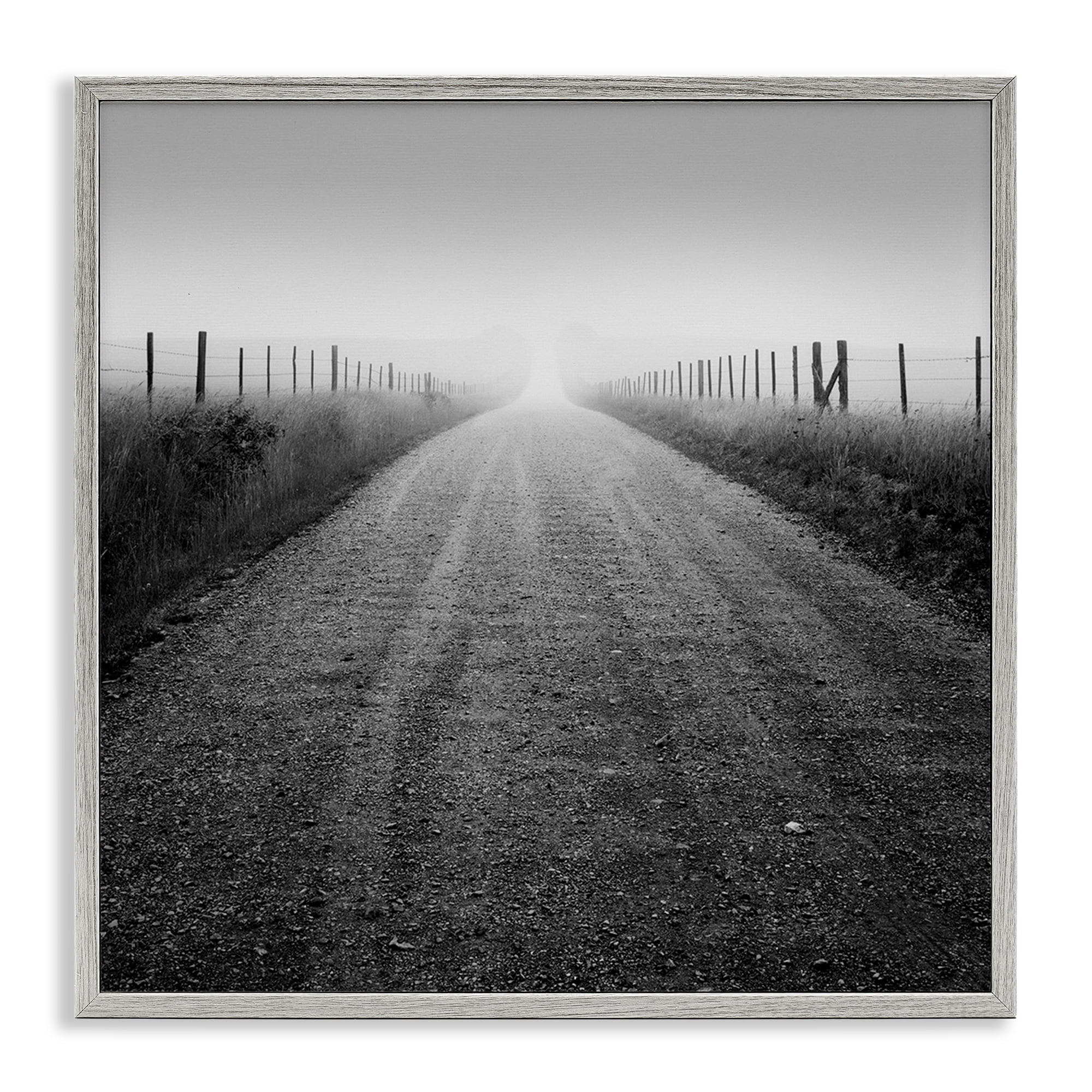 Stupell Industries Country Road in Morning Mist Gray Framed Giclee Art, design by Chip Forelli
