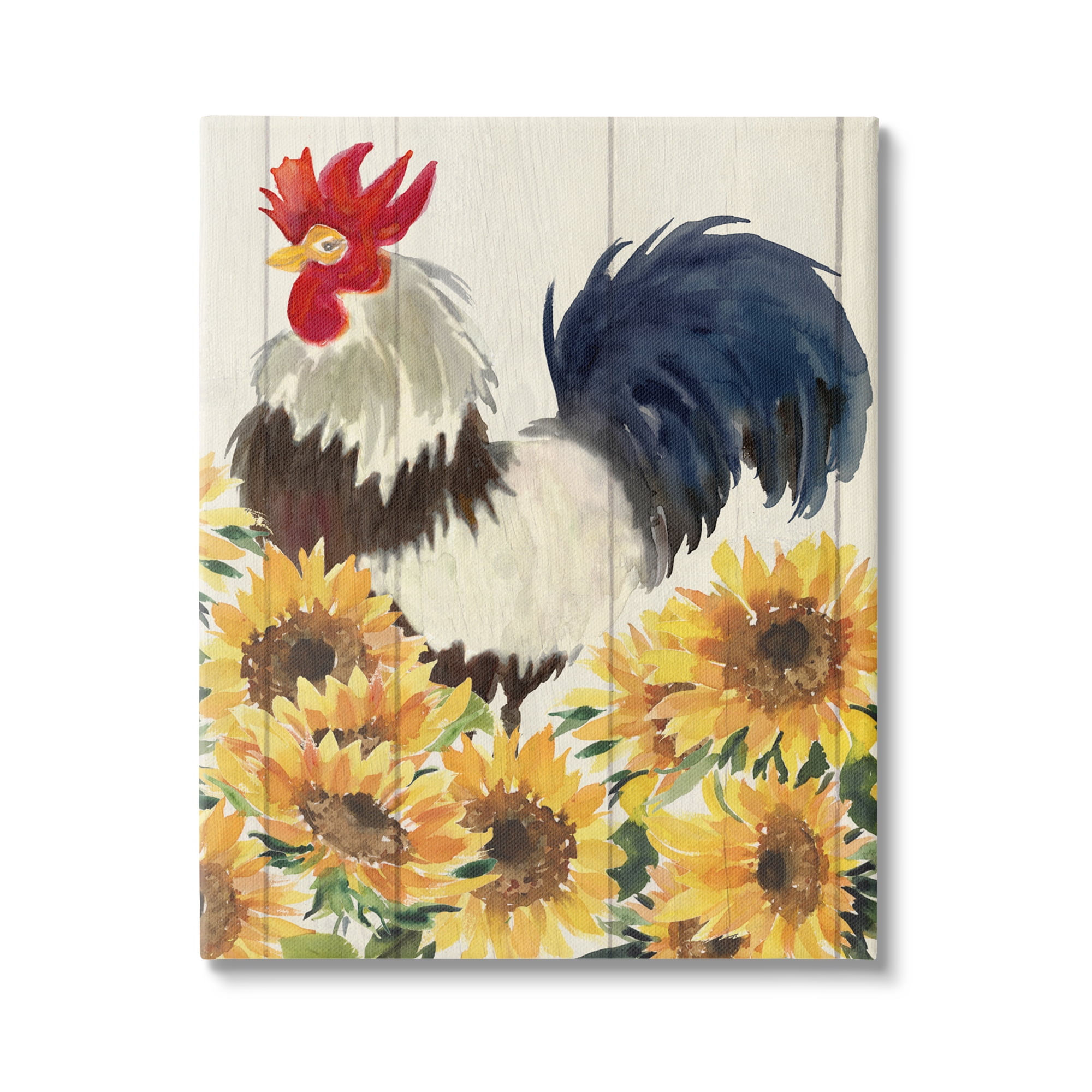 Stupell Industries Country Rooster & Sunflowers Animals & Insects Painting Gallery Wrapped Canvas Print Wall Art, 36 x 48
