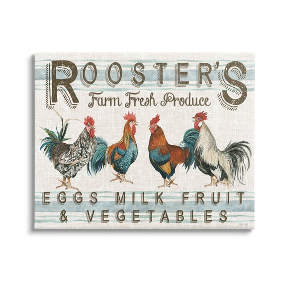 Stupell Industries Country Roosters Produce Botanical & Floral Painting Gallery Wrapped Canvas Print Wall Art, 48 x 36