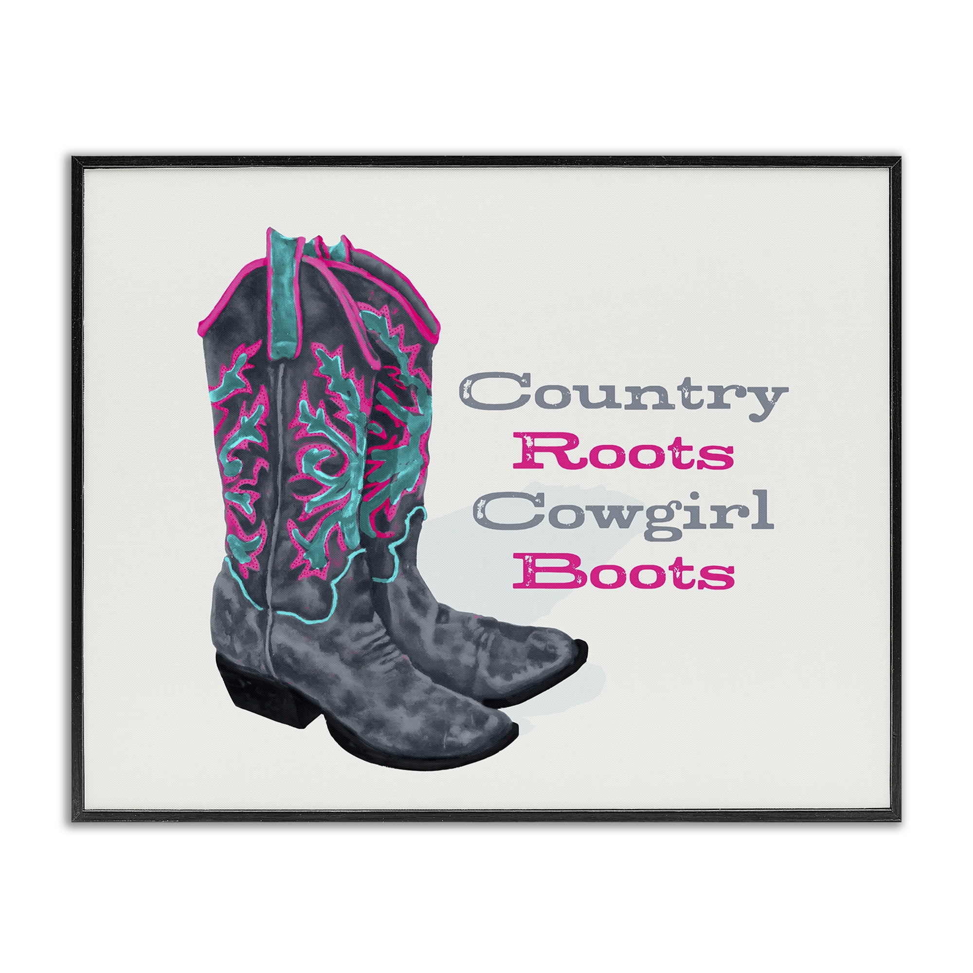 Stupell Industries Country Roots Phrase Typography Painting Black Framed Art Print Wall Art, 14 x 11