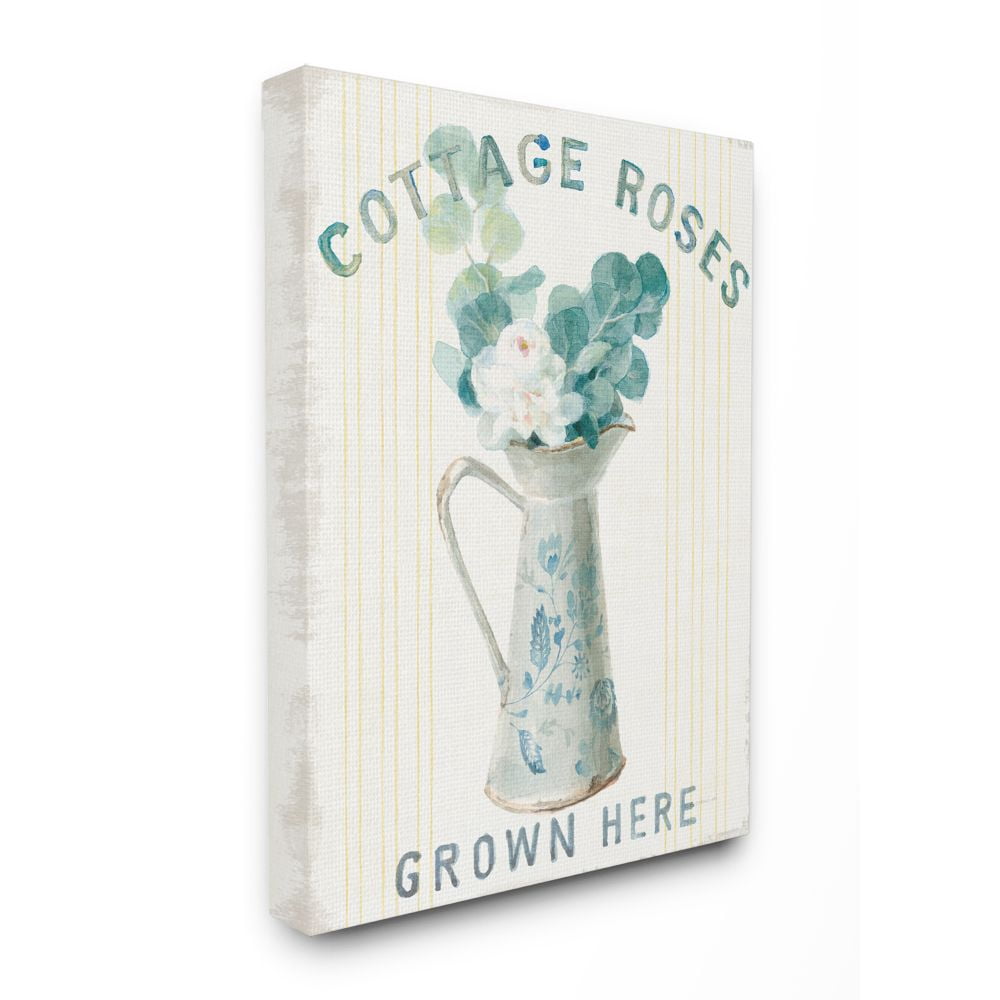 Stupell Industries Country Roses in Milk Tin Off-White Blue Yellow Painting Canvas Wall Art Design by Danhui Nai, 36" x 48"