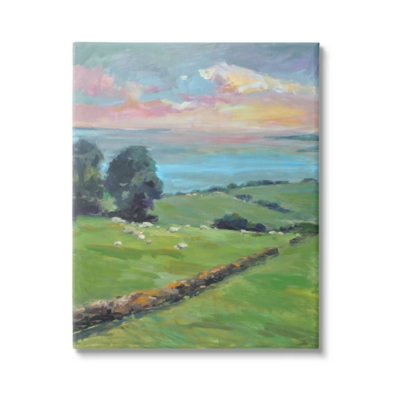 Stupell Industries Country Rural Grasslands Striking Pink Sunset Sky Painting Gallery Wrapped Canvas Print Wall Art, Design by Allayn Stevens
