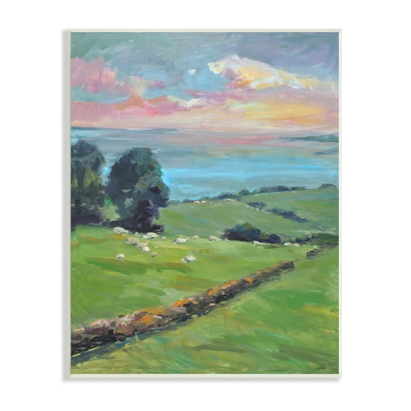 Stupell Industries Country Rural Grasslands Striking Pink Sunset Sky Painting Unframed Art Print Wall Art, Design by Allayn Stevens