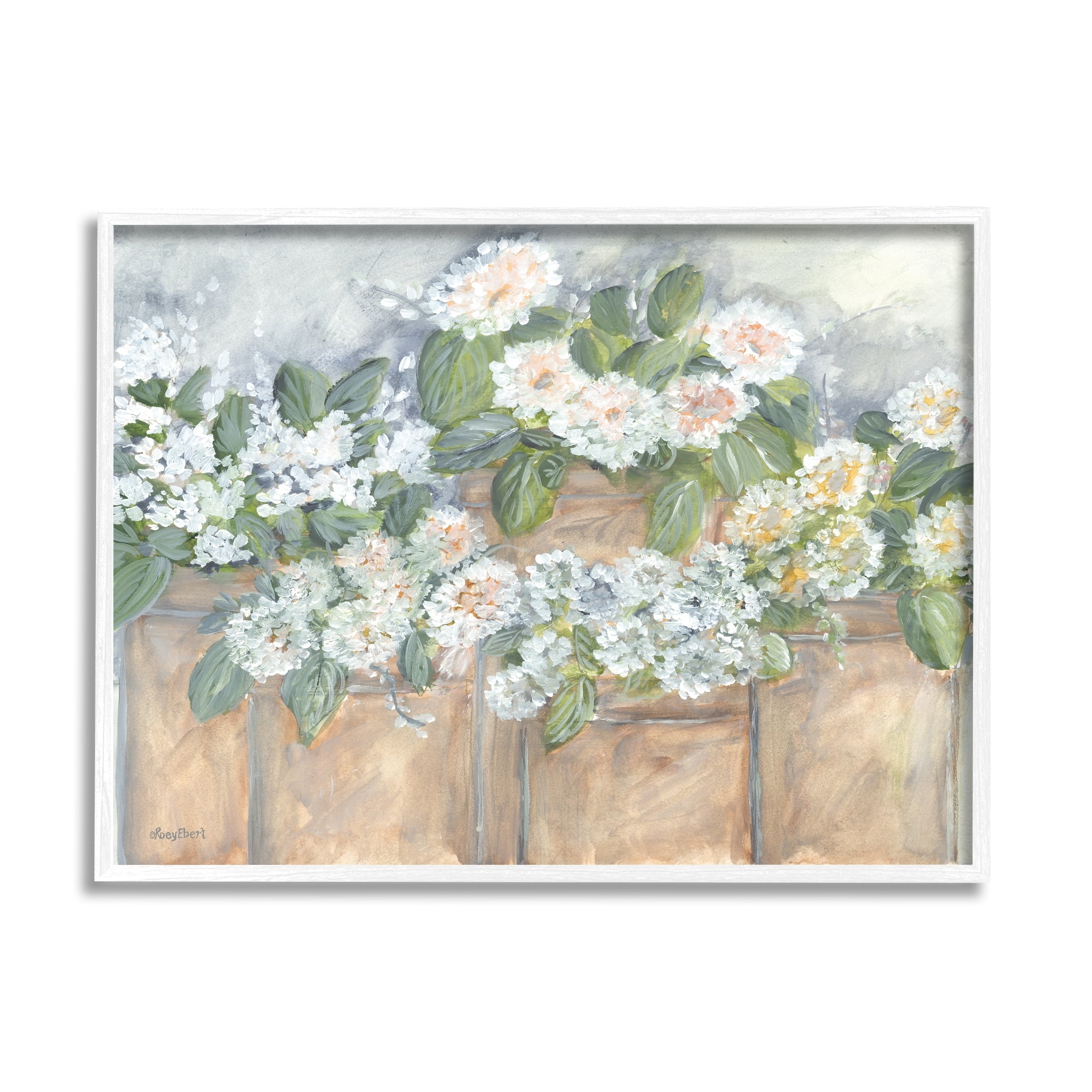 Stupell Industries Country Rustic White Flower Bouquets Arrangement Design Drawings White Framed Art Print Wall Art, 20x16, by Roey Ebert