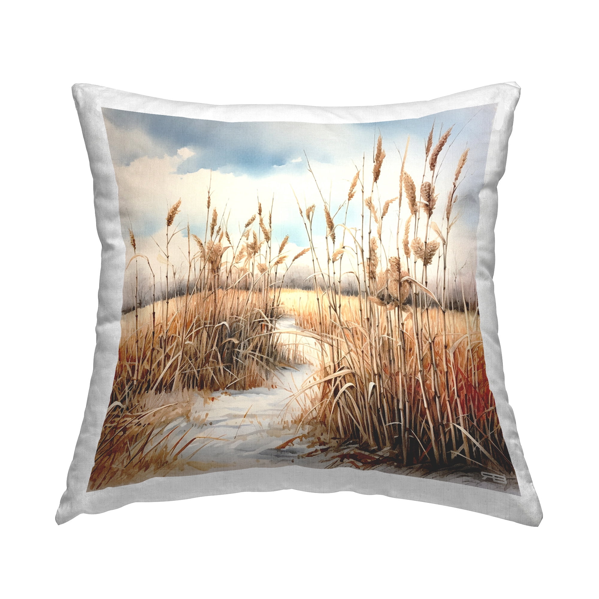 Stupell Industries Country Stream with Reeds Decorative Printed Throw Pillow Design by RB
