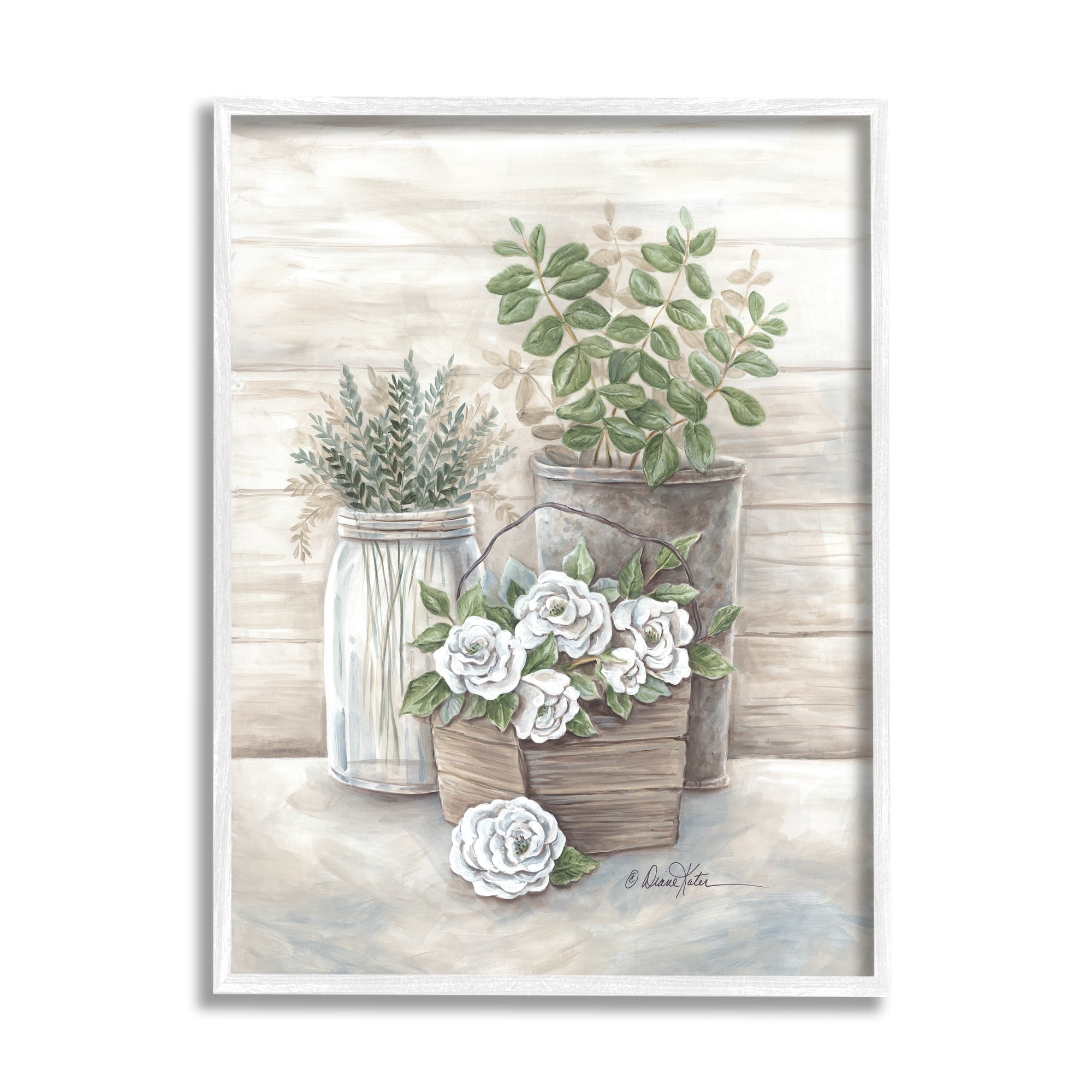 Stupell Industries Country Succulents Botanicals Rustic Jar Planter Design, 11 x 14, Design by Diane Kater