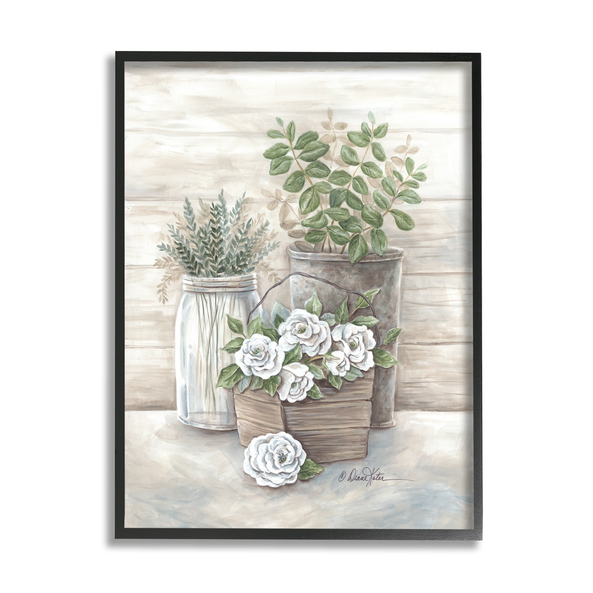 Stupell Industries Country Succulents Botanicals Rustic Jar Planter Design, 16 x 20, Design by Diane Kater