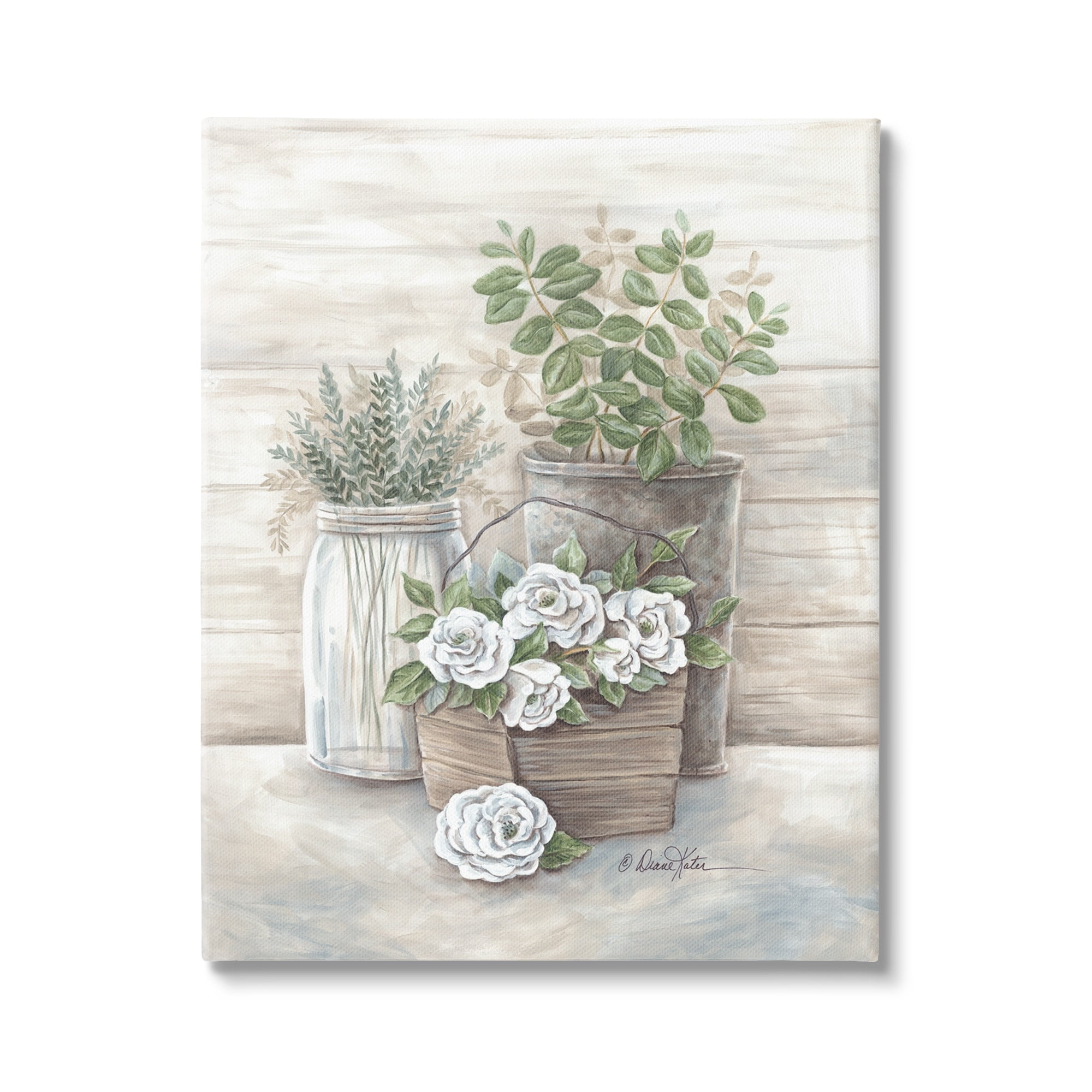 Stupell Industries Country Succulents Botanicals Rustic Jar Planter Design, 30 x 40, Design by Diane Kater