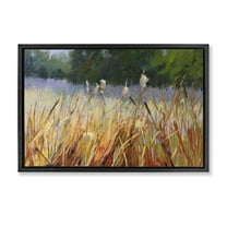 Stupell Industries Country Summer Reeds Landscape & Nature Painting Black Floater Framed Canvas Art Print Wall Art, 25 x 17