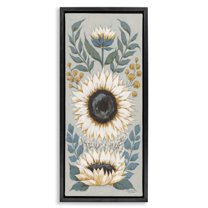 Stupell Industries Country Sunflower Blossoms Botanicals Botanical & Floral Painting Black Floater Framed Canvas Art Print Wall Art, 11 x 25
