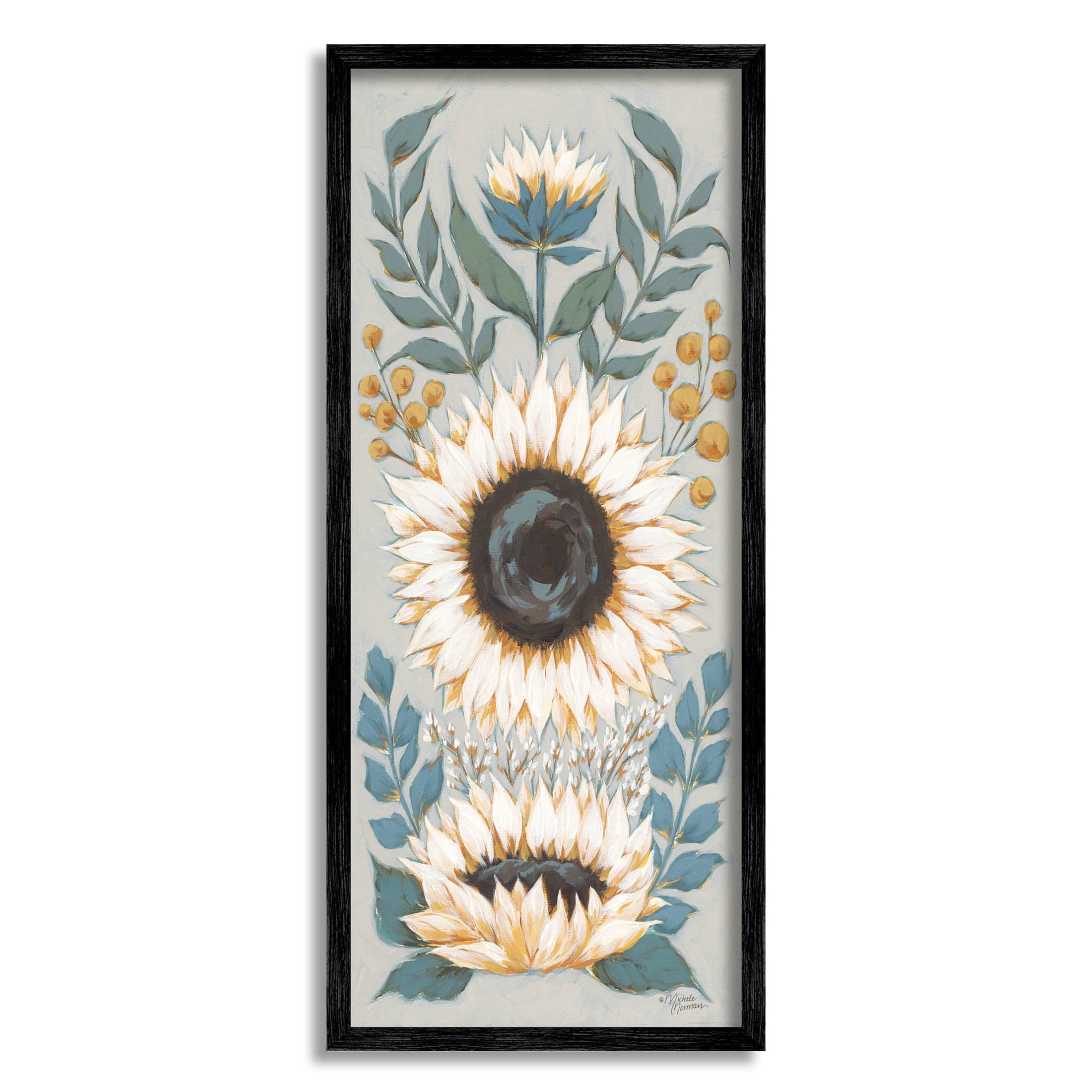 Stupell Industries Country Sunflower Blossoms Botanicals Painting Black Framed Art Print Wall Art, Design by Michele Norman