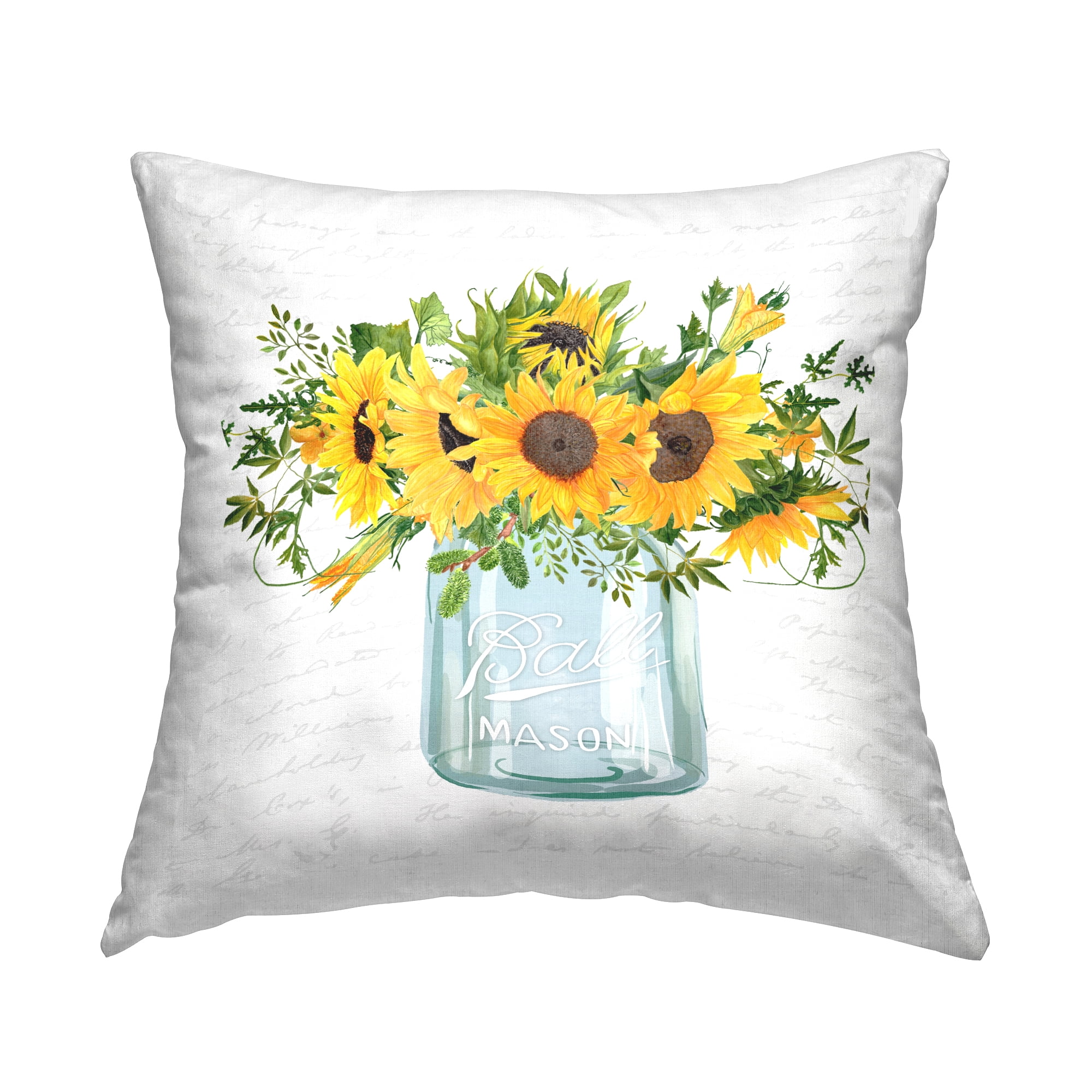 Stupell Industries Country Sunflower Blossoms Square Decorative Printed Throw Pillow, 18 x 18,