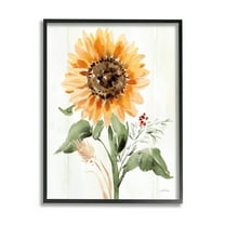 Stupell Industries Country Sunflower Botanicals Graphic Art Black Framed Art Print Wall Art, Design by Katrina Pete