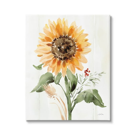 Stupell Industries Country Sunflower Botanicals Graphic Art Gallery Wrapped Canvas Print Wall Art, Design by Katrina Pete