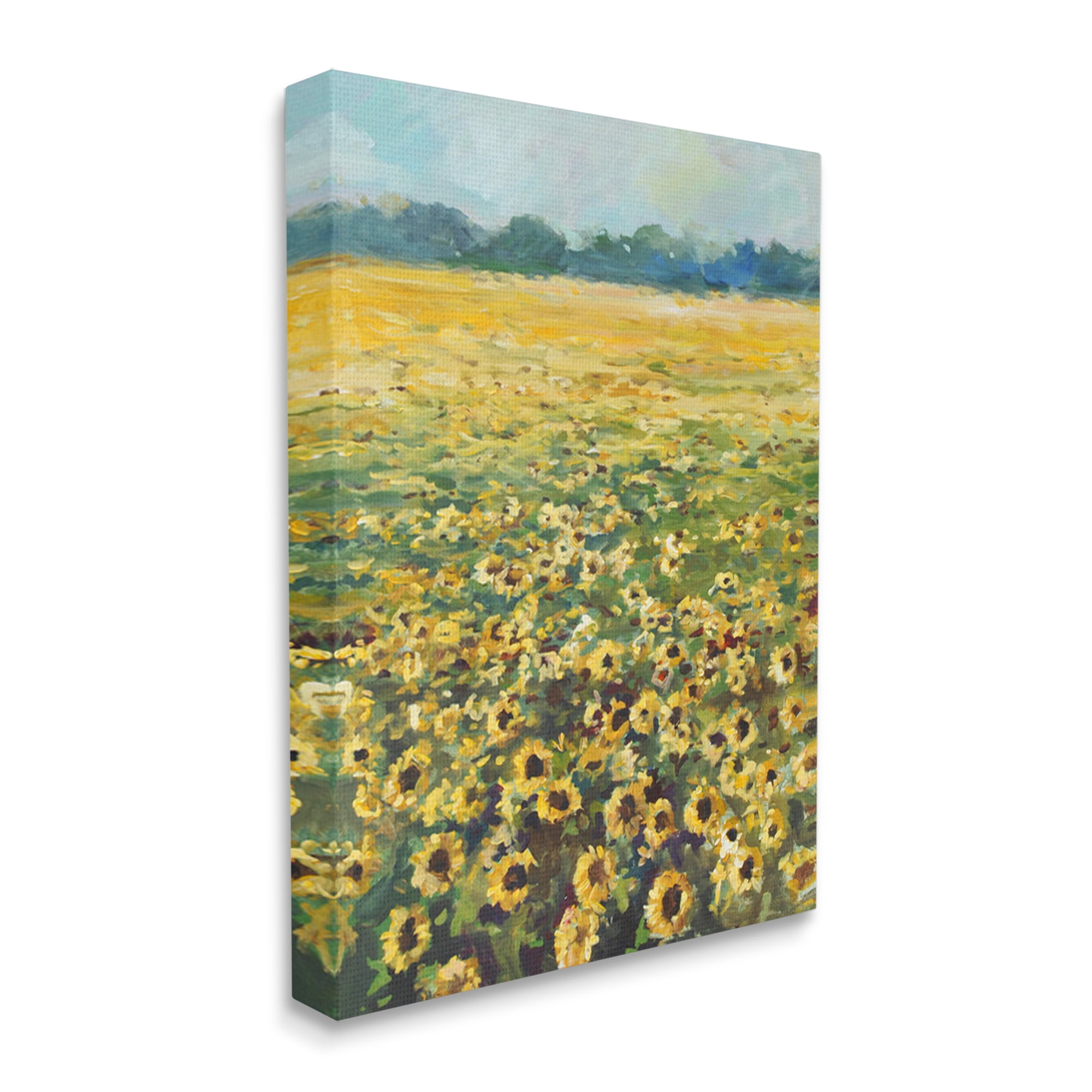 Stupell Industries Country Sunflower Field Yellow Floral Meadow Landscape Landscape Painting Gallery Wrapped Canvas Print Wall Art, 16 x 20