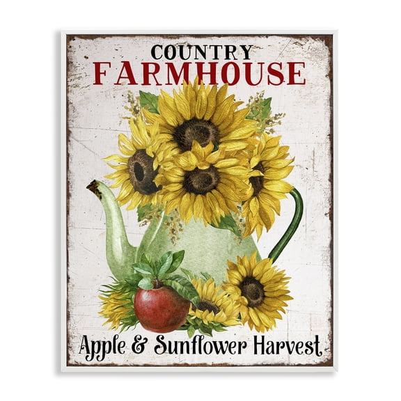 Stupell Industries Country Sunflower Harvest Plants & Flowers Painting White Framed Art Print Wall Art, 11 x 14