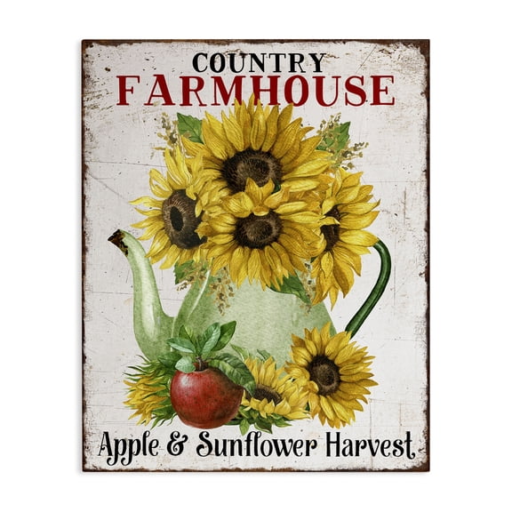 Stupell Industries Country Sunflower Harvest Plants & Flowers Painting Wrapped Canvas Art Print Wall Art, 36 x 48