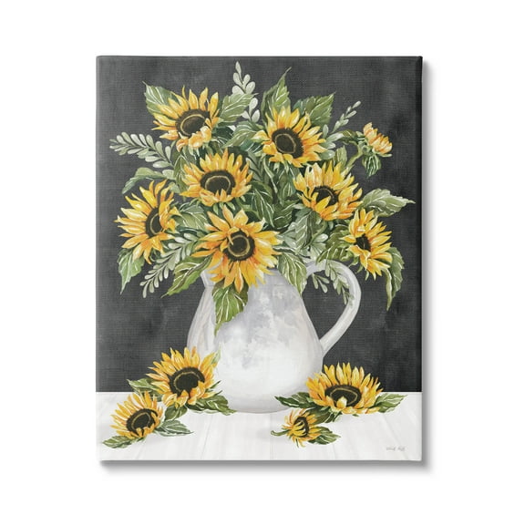 Stupell Industries Country Sunflowers Vase Blossom Petals Graphic Art Gallery Wrapped Canvas Print Wall Art, Design by Cindy Jacobs