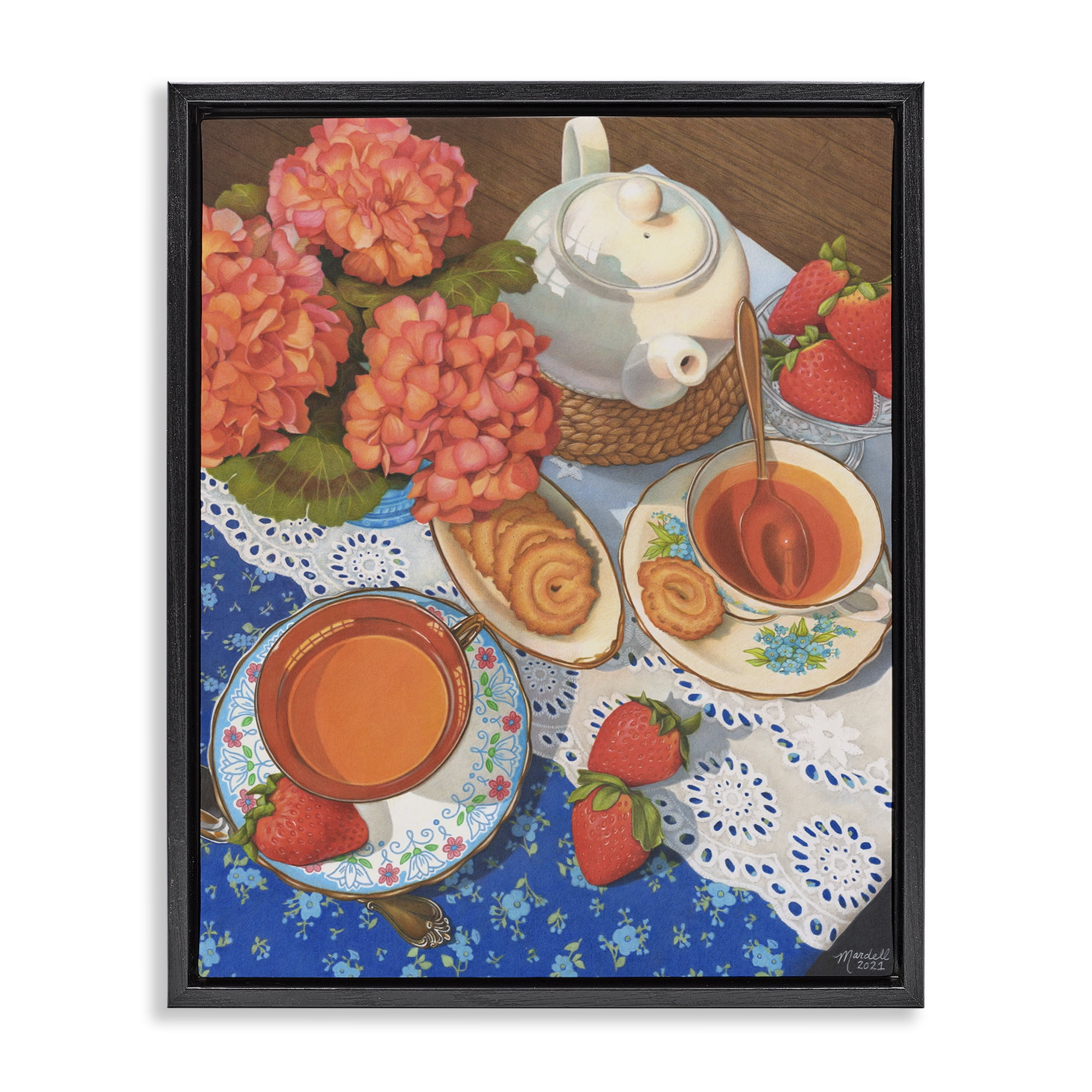 Stupell Industries Country Tea Time Food & Beverage Painting Black Floater Framed Art Print Wall Art, 25 x 31