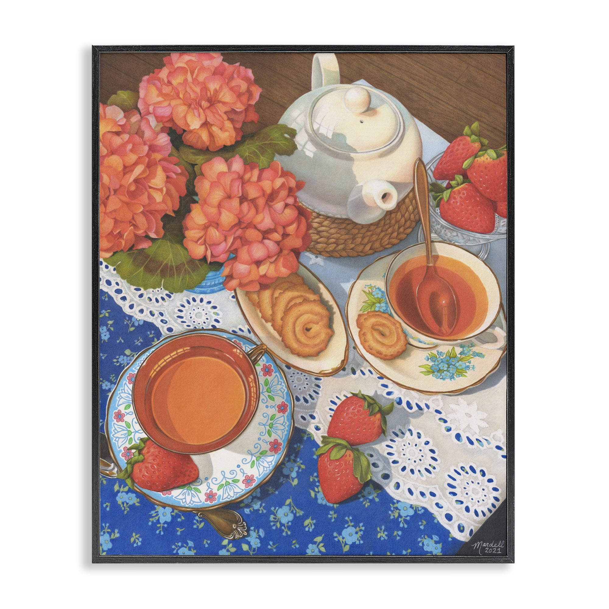 Stupell Industries Country Tea Time Food & Beverage Painting Black Framed Art Print Wall Art, 16 x 20