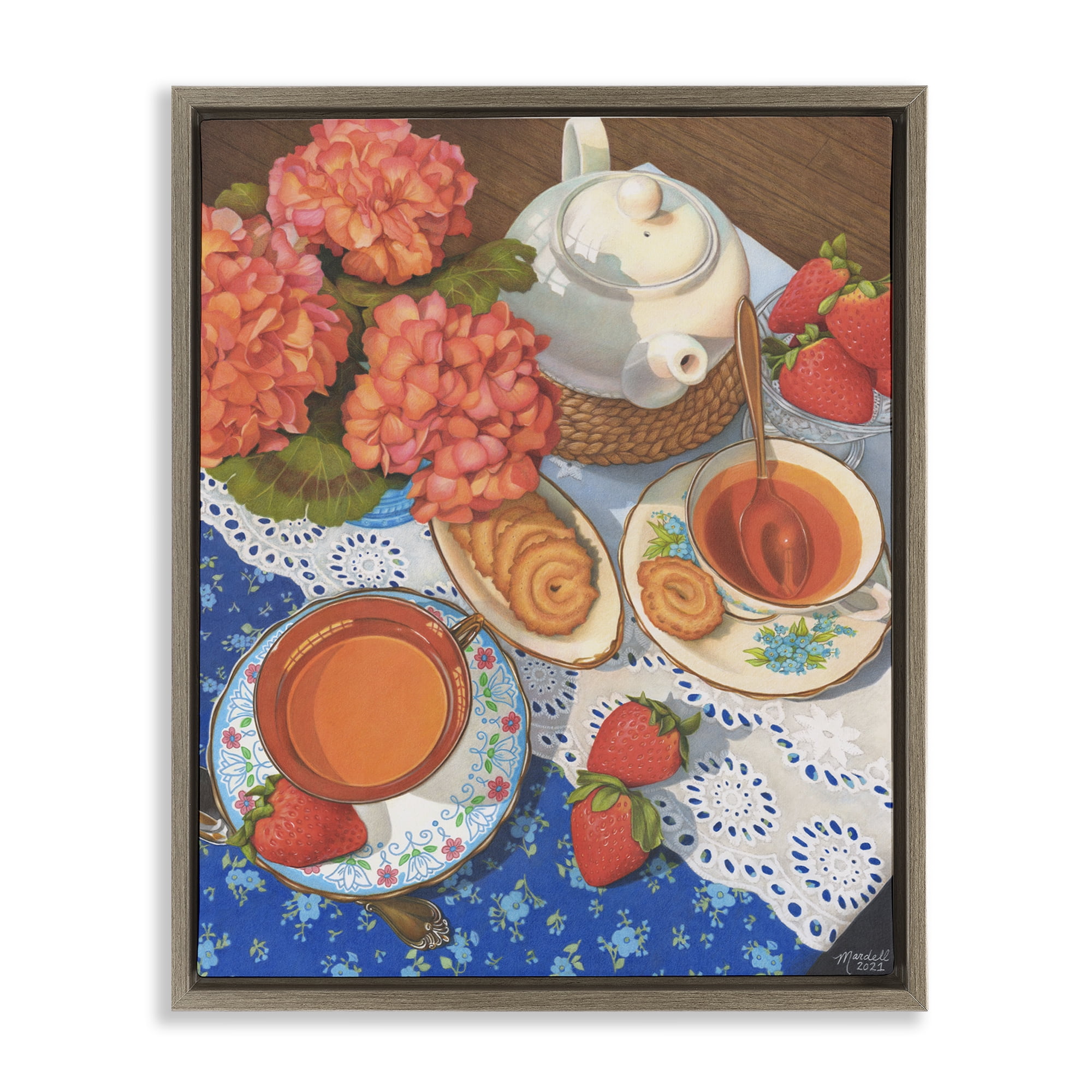 Stupell Industries Country Tea Time Food & Beverage Painting Brown Floater Framed Art Print Wall Art, 17 x 21