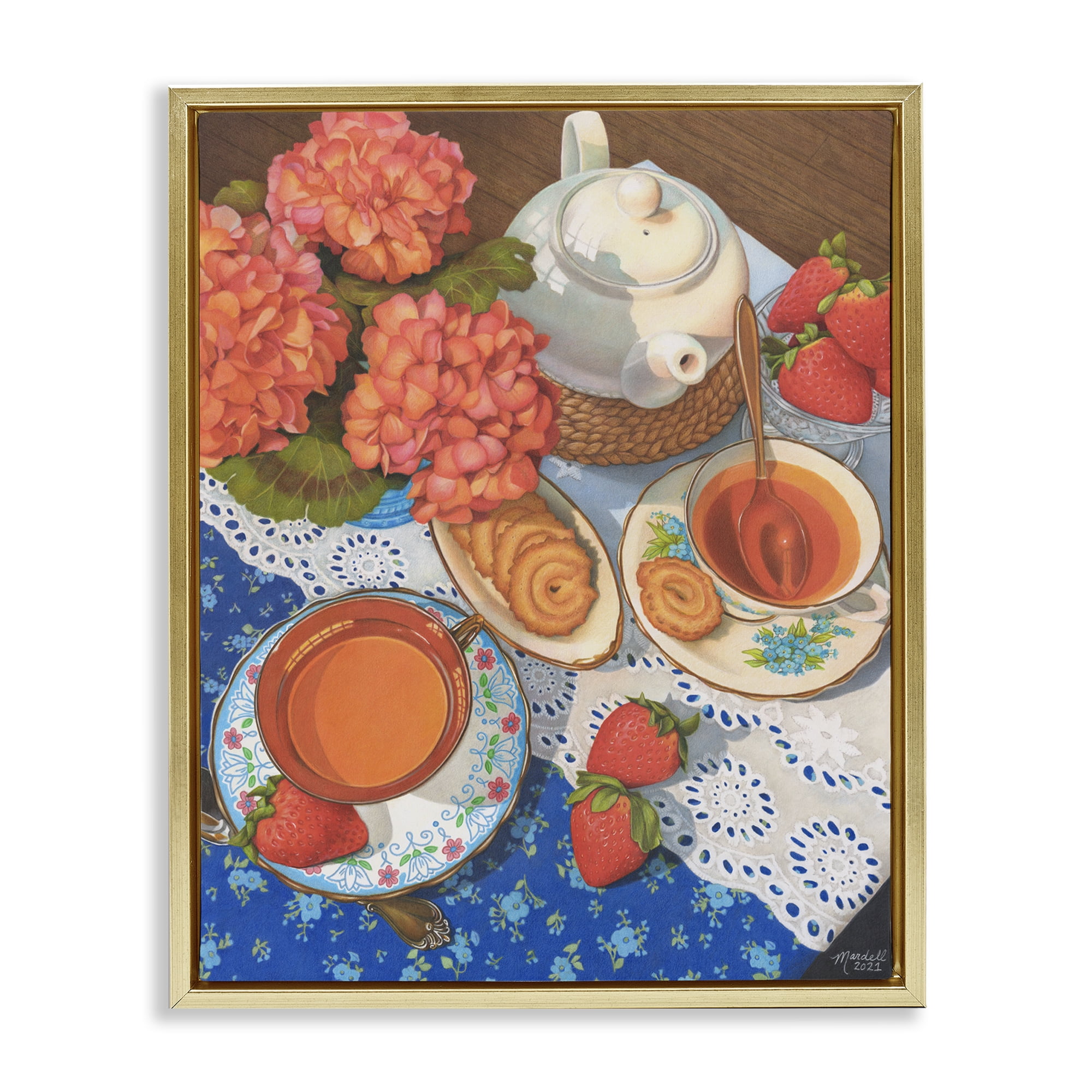 Stupell Industries Country Tea Time Food & Beverage Painting Gold Floater Framed Art Print Wall Art, 25 x 31