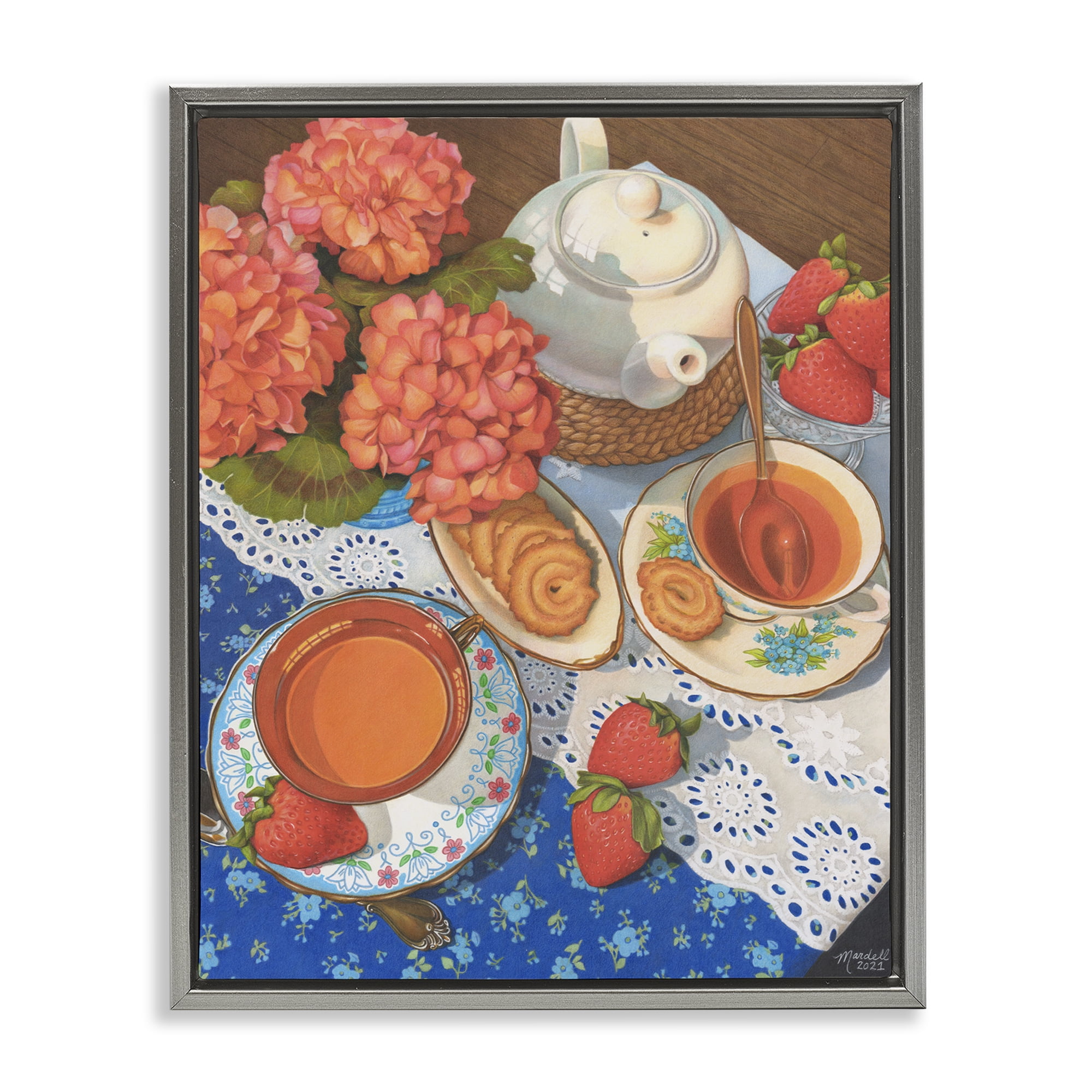 Stupell Industries Country Tea Time Food & Beverage Painting Gray Floater Framed Art Print Wall Art, 25 x 31