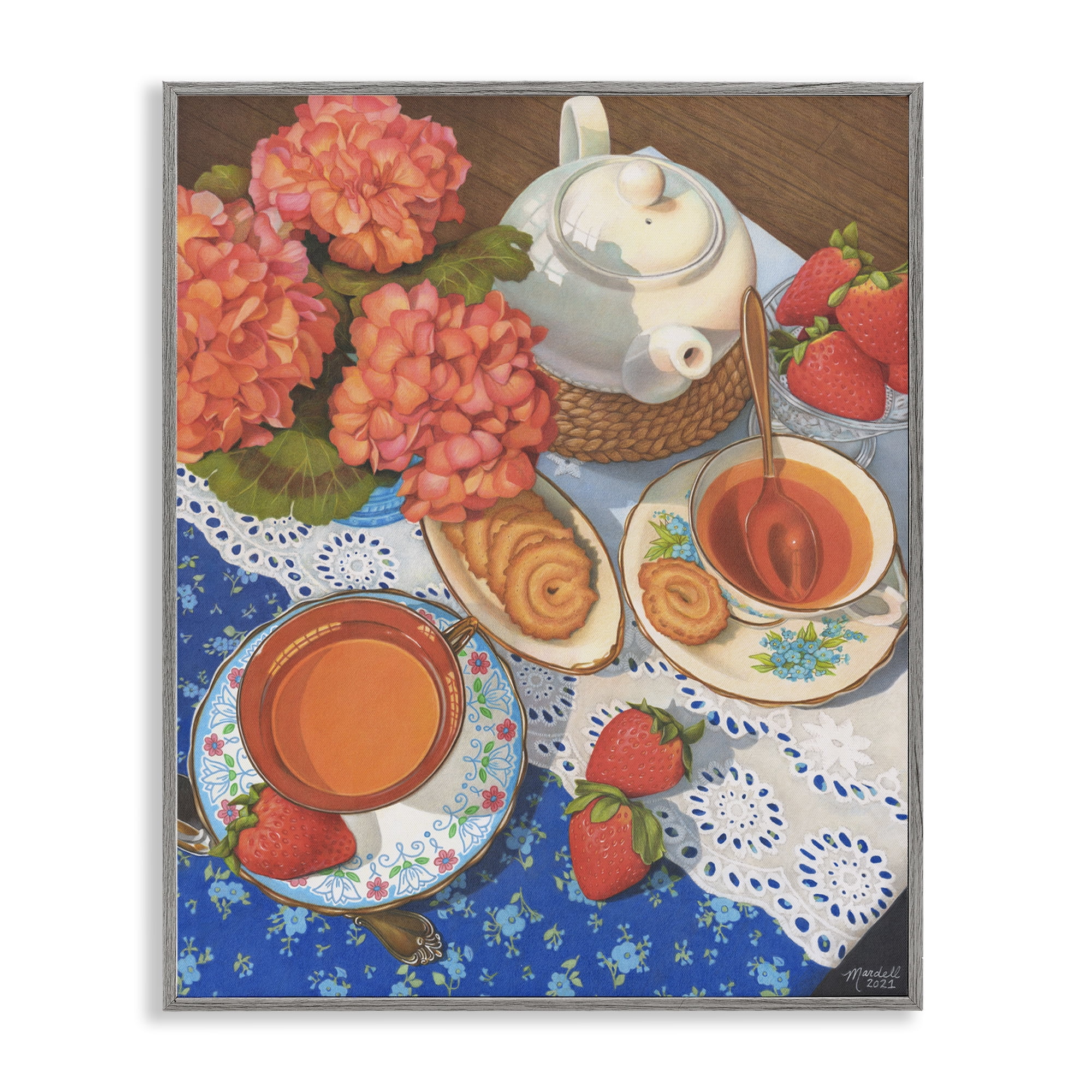 Stupell Industries Country Tea Time Food & Beverage Painting Gray Framed Art Print Wall Art, 11 x 14