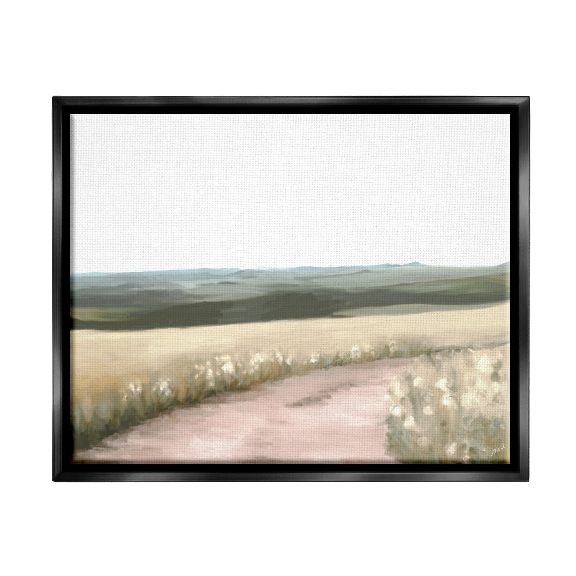 Stupell Industries Country Trail Scenery Nature Painting Black Floater Framed Art Print Wall Art, 21 x 17