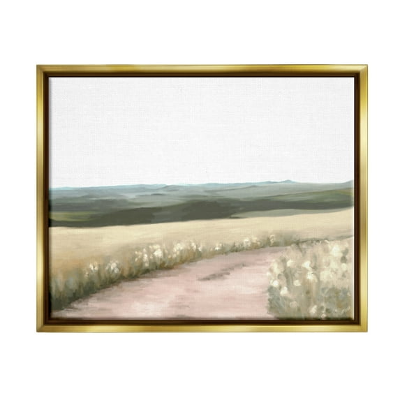 Stupell Industries Country Trail Scenery Nature Painting Gold Floater Framed Art Print Wall Art, 21 x 17