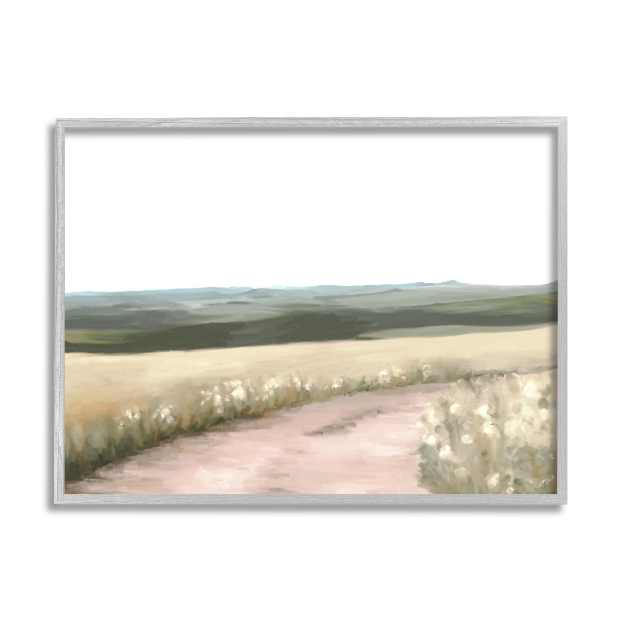 Stupell Industries Country Trail Scenery Nature Painting Gray Framed Art Print Wall Art, 30 x 24