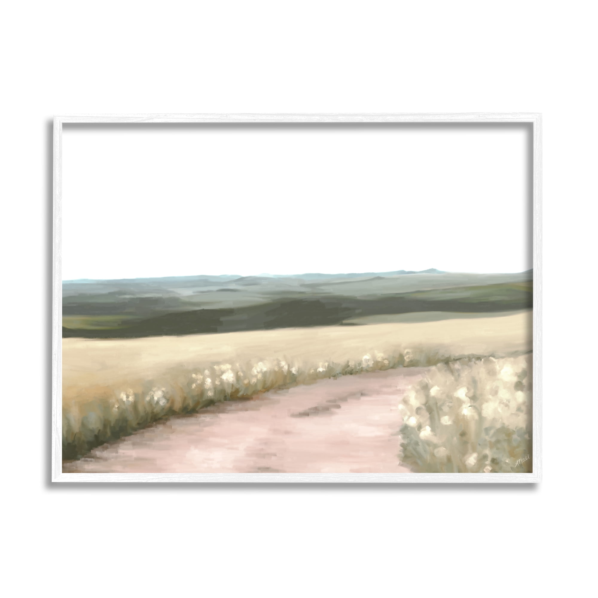 Stupell Industries Country Trail Scenery Nature Painting White Framed Art Print Wall Art, 20 x 16