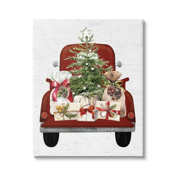 Stupell Industries Country Truck Christmas Gifts Graphic Art Gallery Wrapped Canvas Print Wall Art, Design by Lettered and Lined