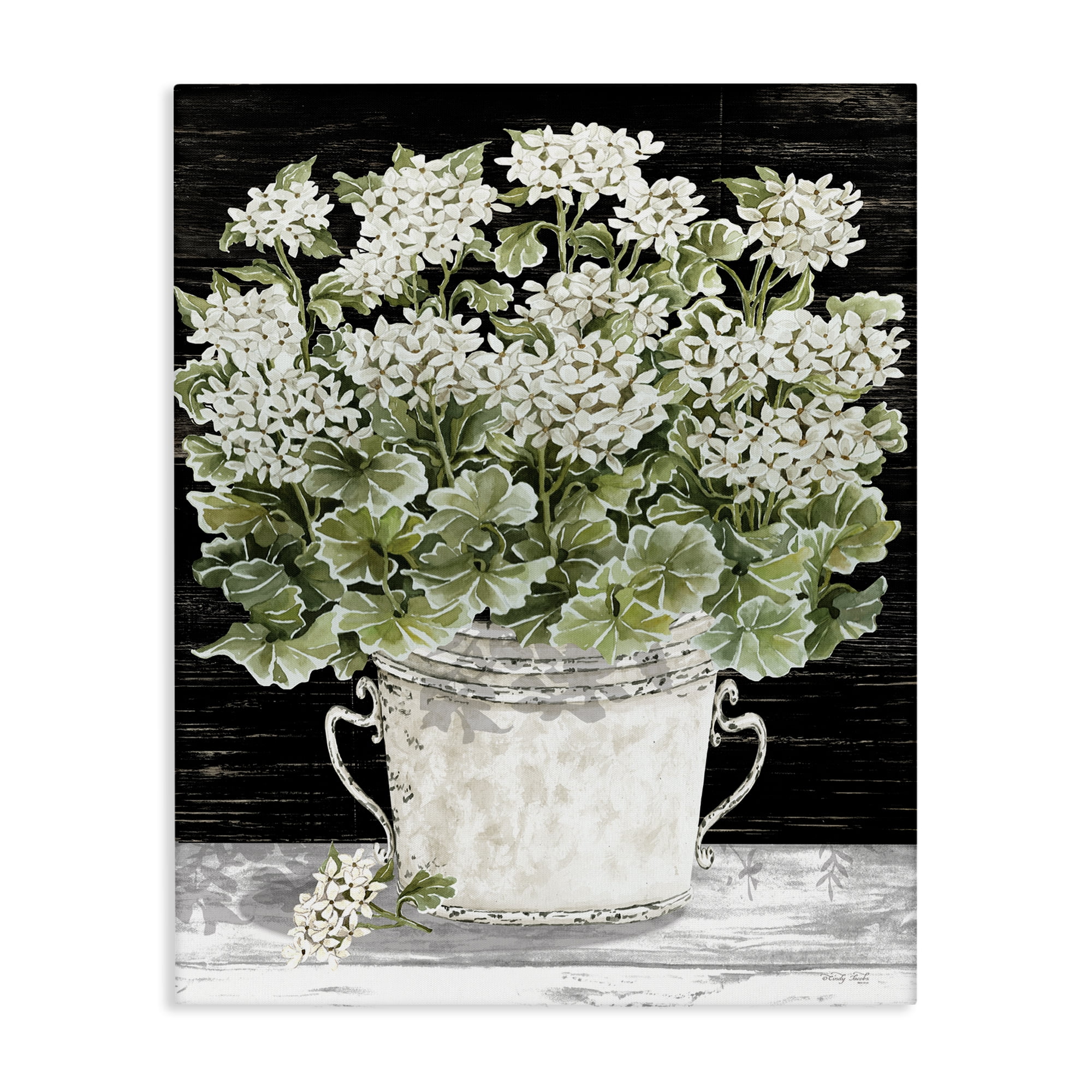 Stupell Industries Country Vase Baby's Breath Plants & Flowers Painting Wrapped Canvas Art Print Wall Art, 36 x 48