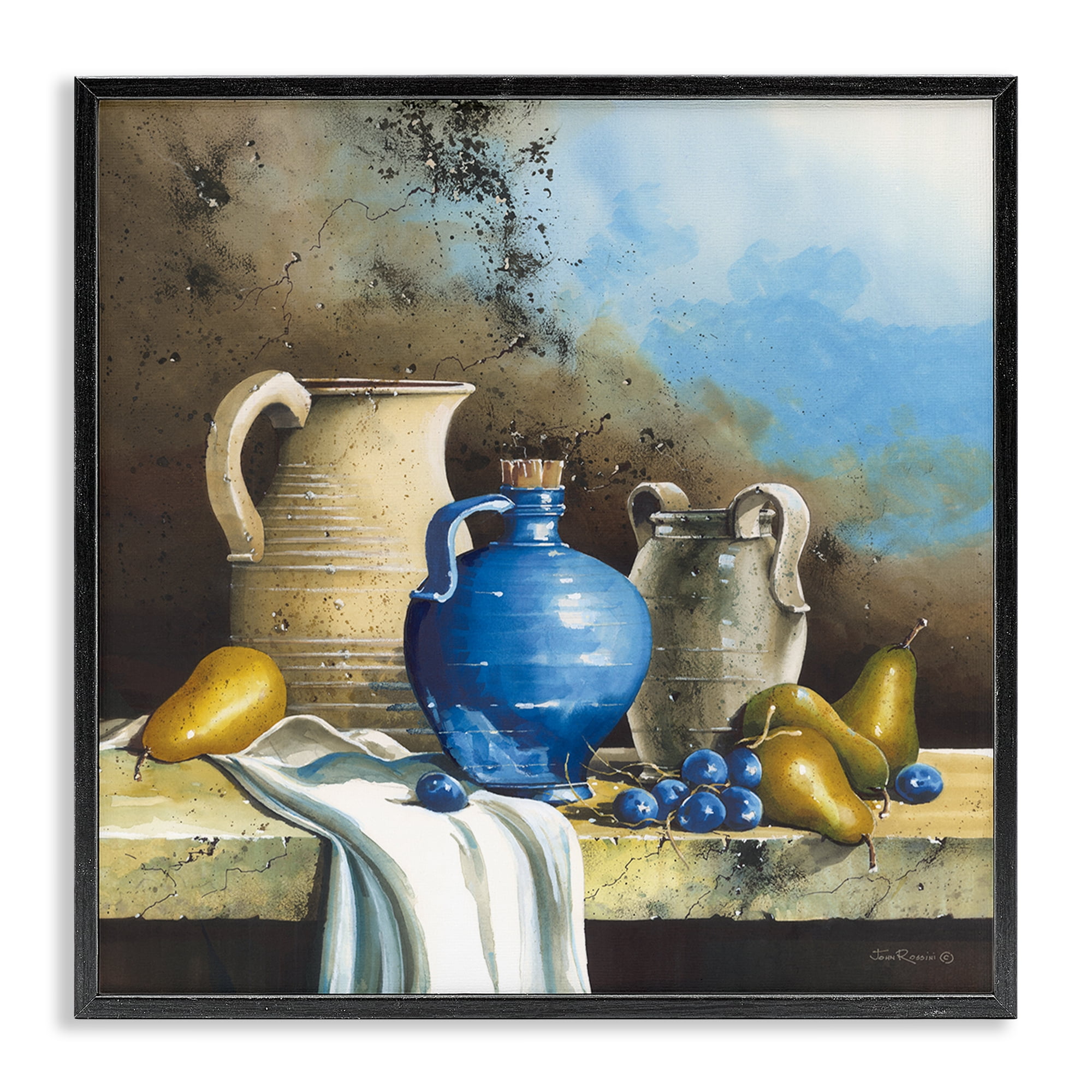 Stupell Industries Country Vineyard Still Life Food & Beverage Painting Black Framed Art Print Wall Art, 12 x 12