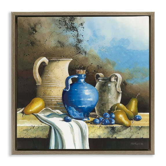 Stupell Industries Country Vineyard Still Life Food & Beverage Painting Brown Floater Framed Canvas Art Print Wall Art, 18 x 18