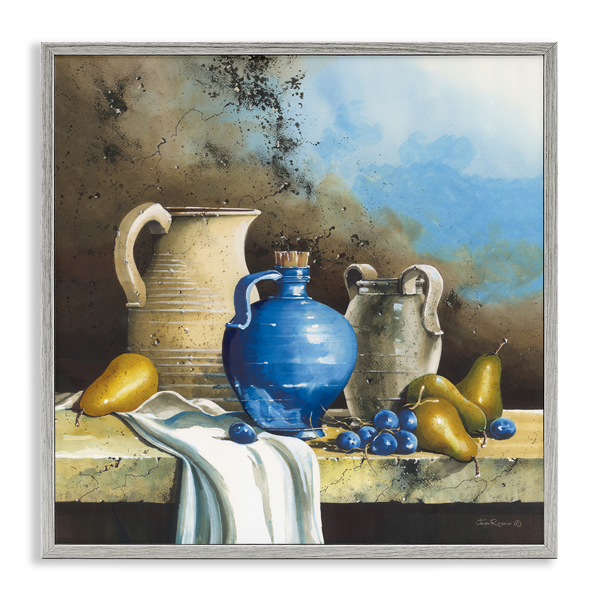 Stupell Industries Country Vineyard Still Life Food & Beverage Painting Gray Framed Art Print Wall Art, 24 x 24