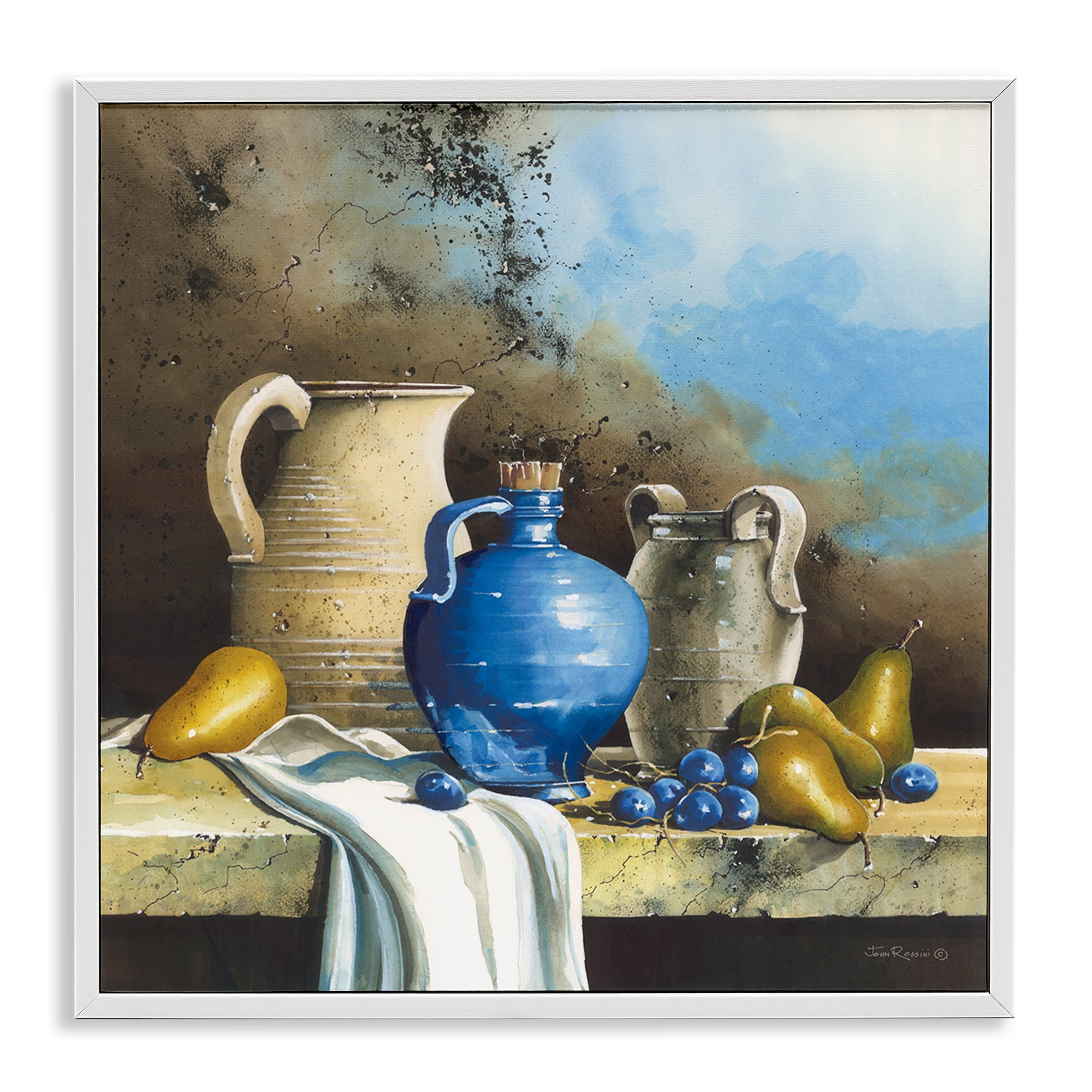 Stupell Industries Country Vineyard Still Life Food & Beverage Painting White Framed Art Print Wall Art, 12 x 12