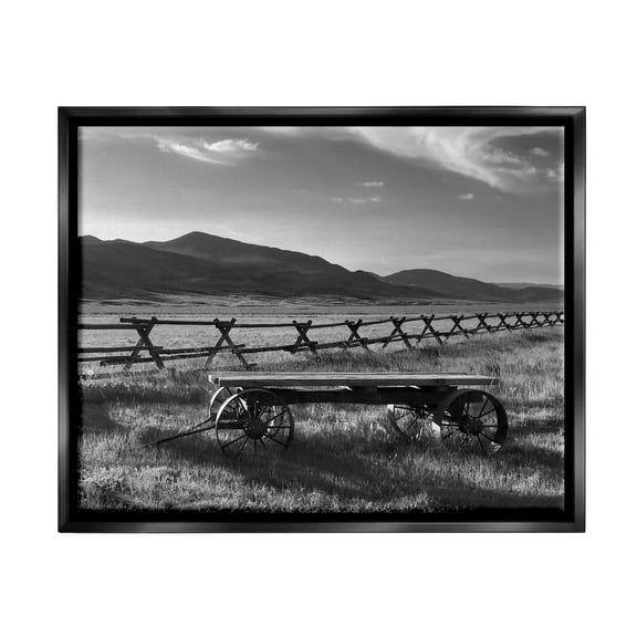 Stupell Industries Country Wagon Scenery Landscape Photography Black Floater Framed Canvas Art Print Wall Art, 21 x 17