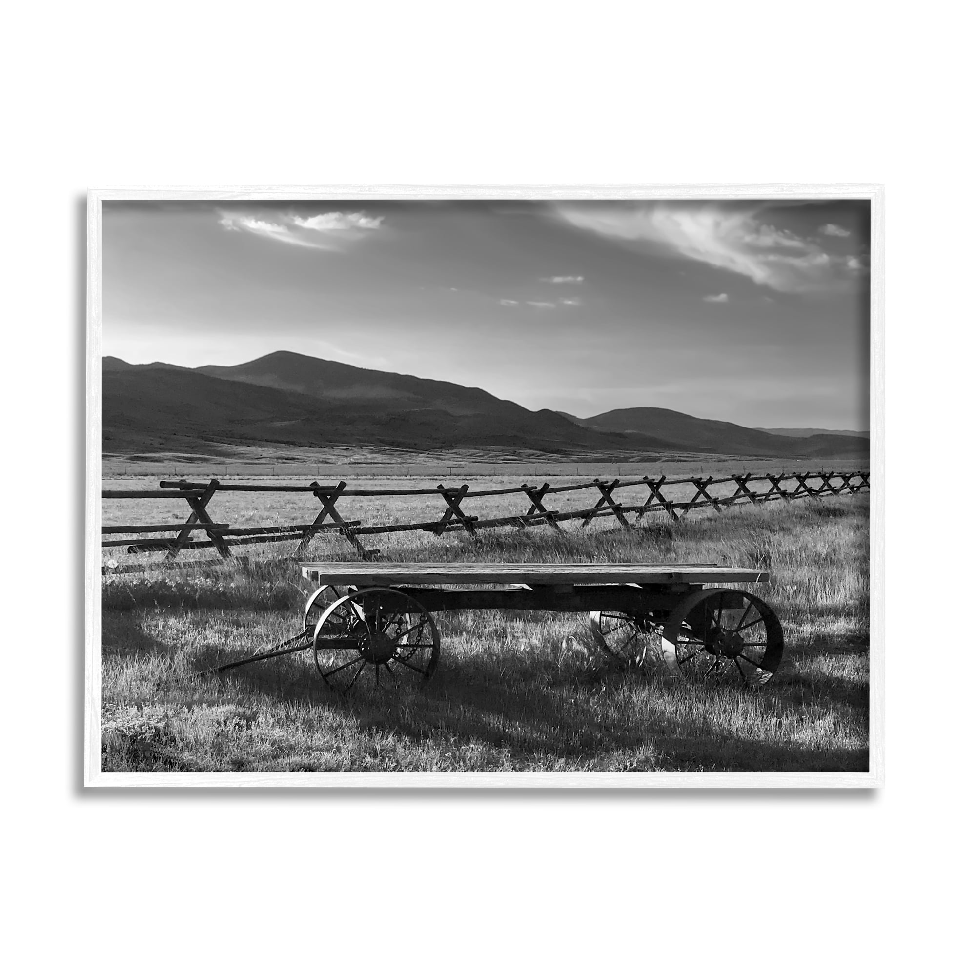 Stupell Industries Country Wagon Scenery Landscape Photography White Framed Art Print Wall Art, 14 x 11