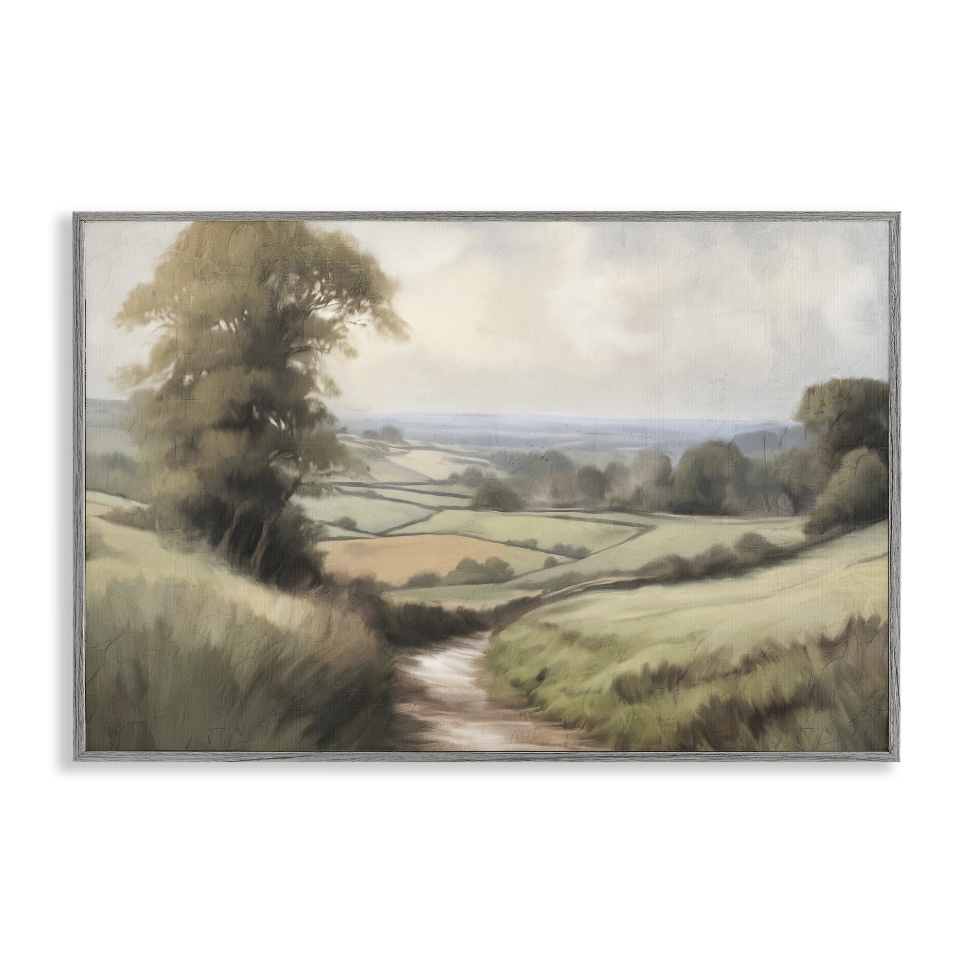 Stupell Industries Country Walk Path Landscape & Nature Painting Gray Framed Art Print Wall Art, 30 x 20