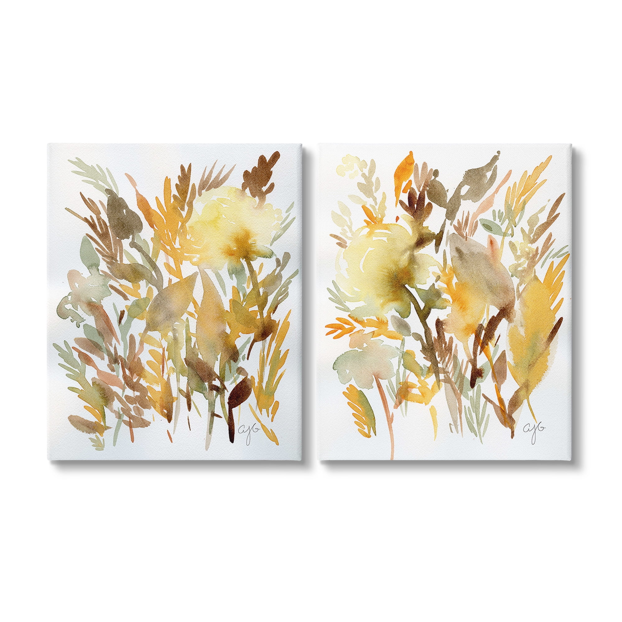 Stupell Industries Country Wheat Abstraction Botanical & Floral Painting Gallery Wrapped Canvas Art Print Wall Art, 16 x 20, Set of 2