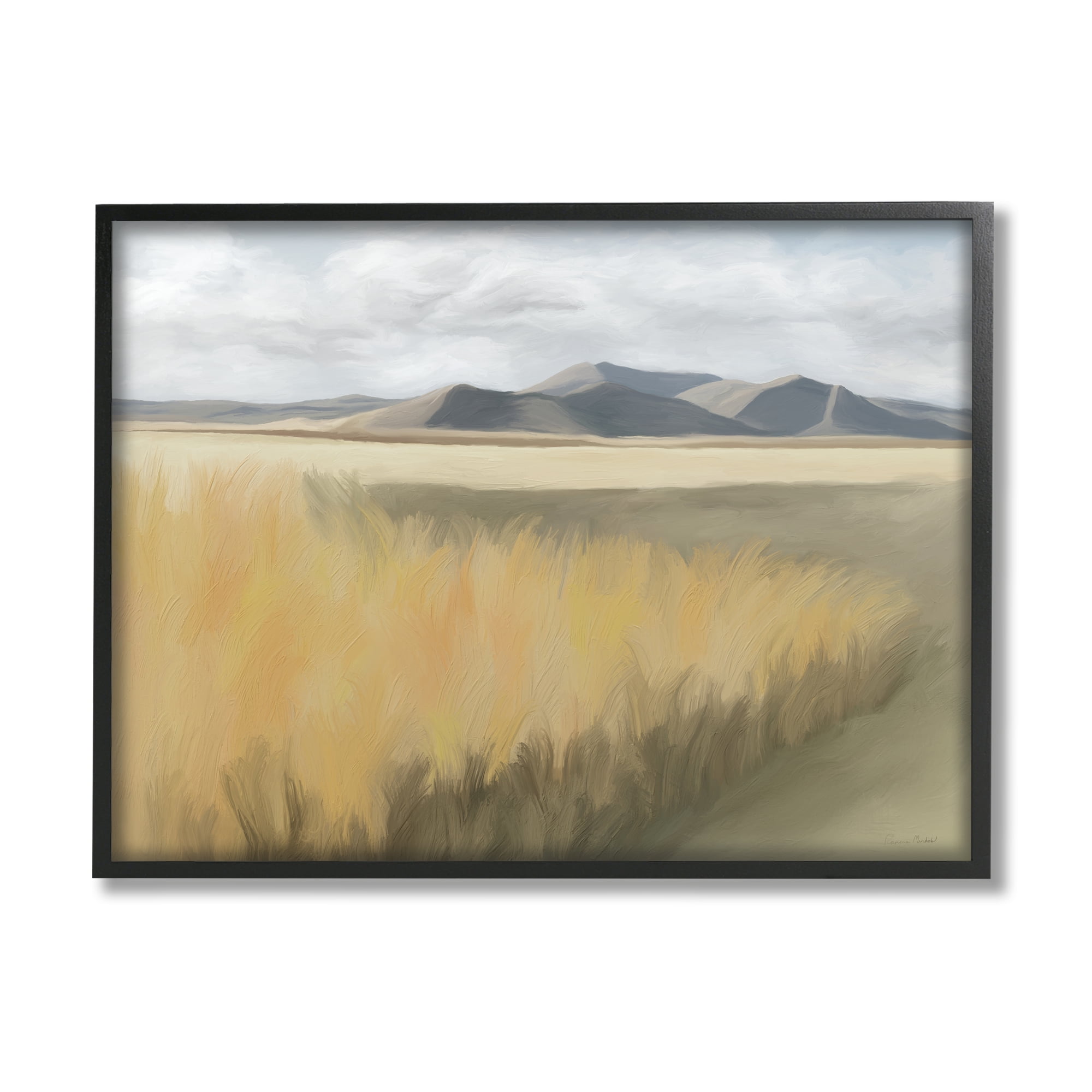 Stupell Industries Country Wheat Field Rural Farmland Hills Painting Painting Black Framed Art Print Wall Art, Design by Ramonda Murdock
