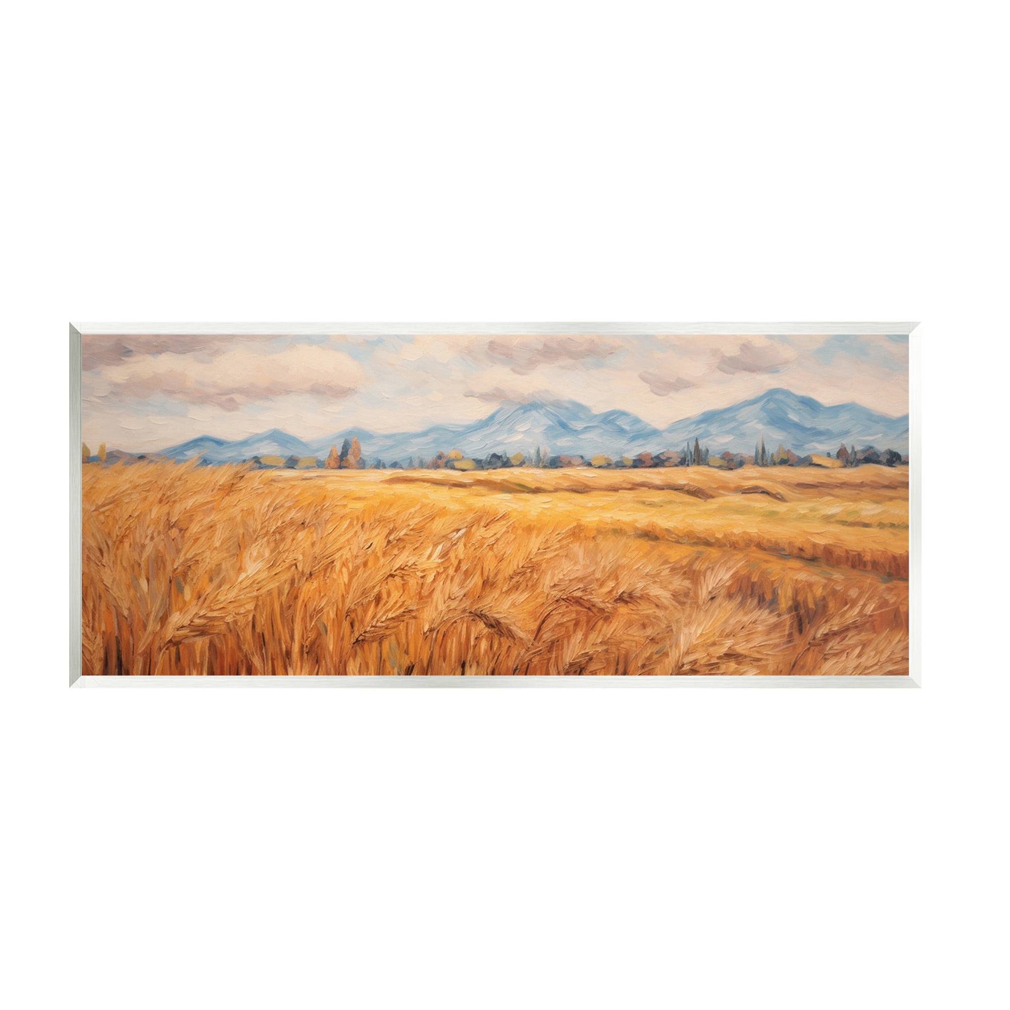 Stupell Industries Country Wheat & Mountains Landscape Painting Unframed Art Print Wall Art, 17 x 7