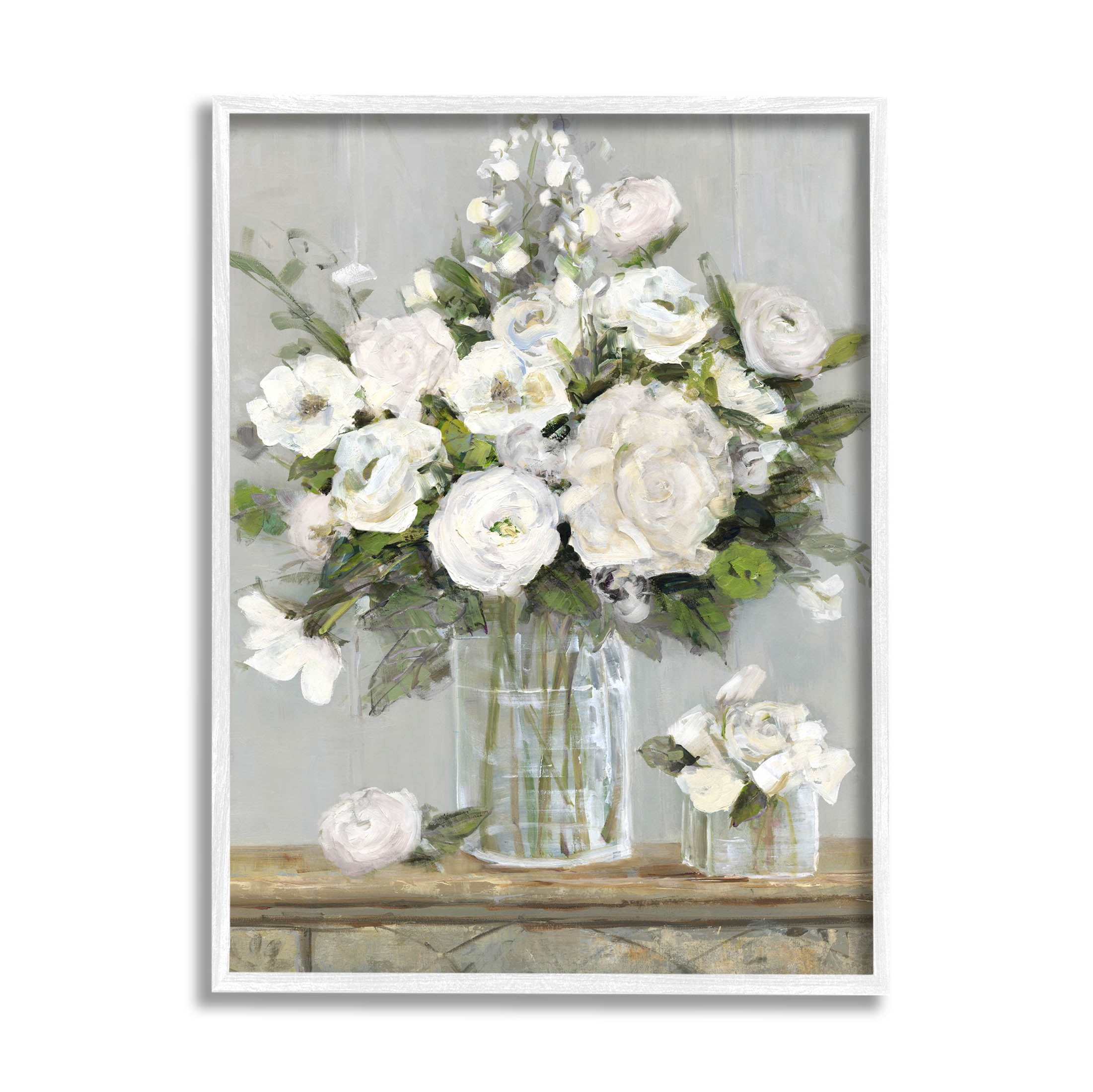 Stupell Industries Country White Floral Scene Painting White Framed Art Print Wall Art, Design by Sally Swatland
