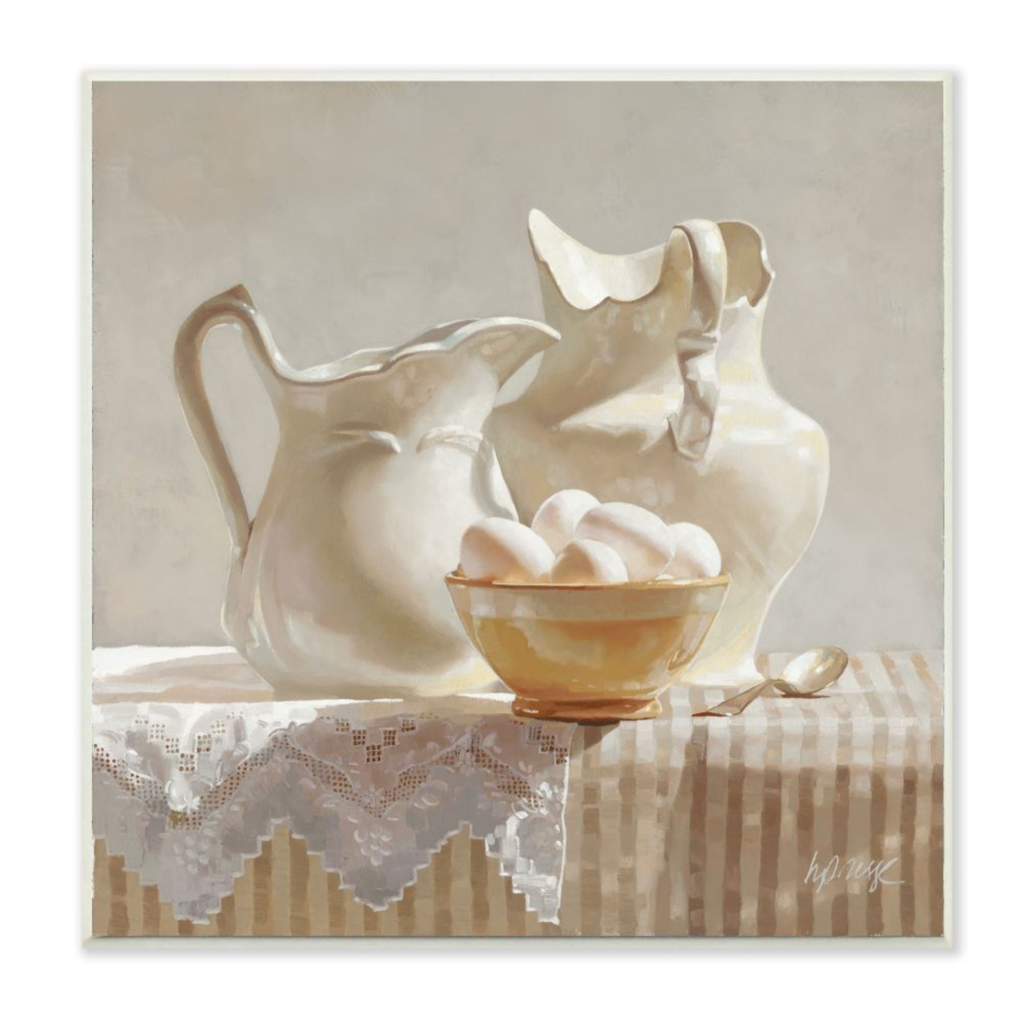 Stupell Industries Country White Pitchers Farm Table Still Life Design by Heide Presse